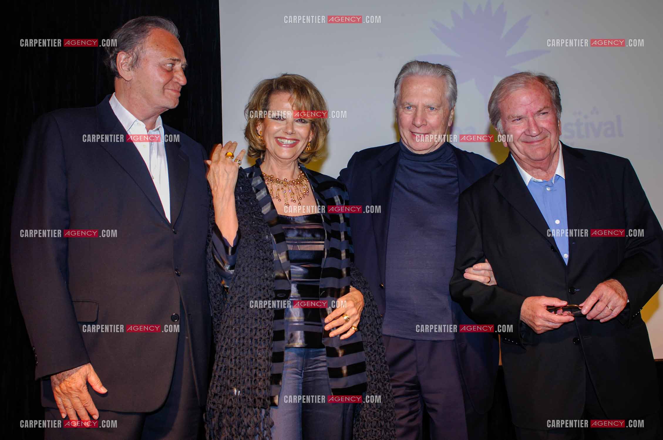 Festival du film à l'hôtel Yadis à Djerba en Tunisie du 28 au 30 Avril 2006. Roger Hanin, Claudia Cardinale, Maurice Jarre et Pierre Mondy.