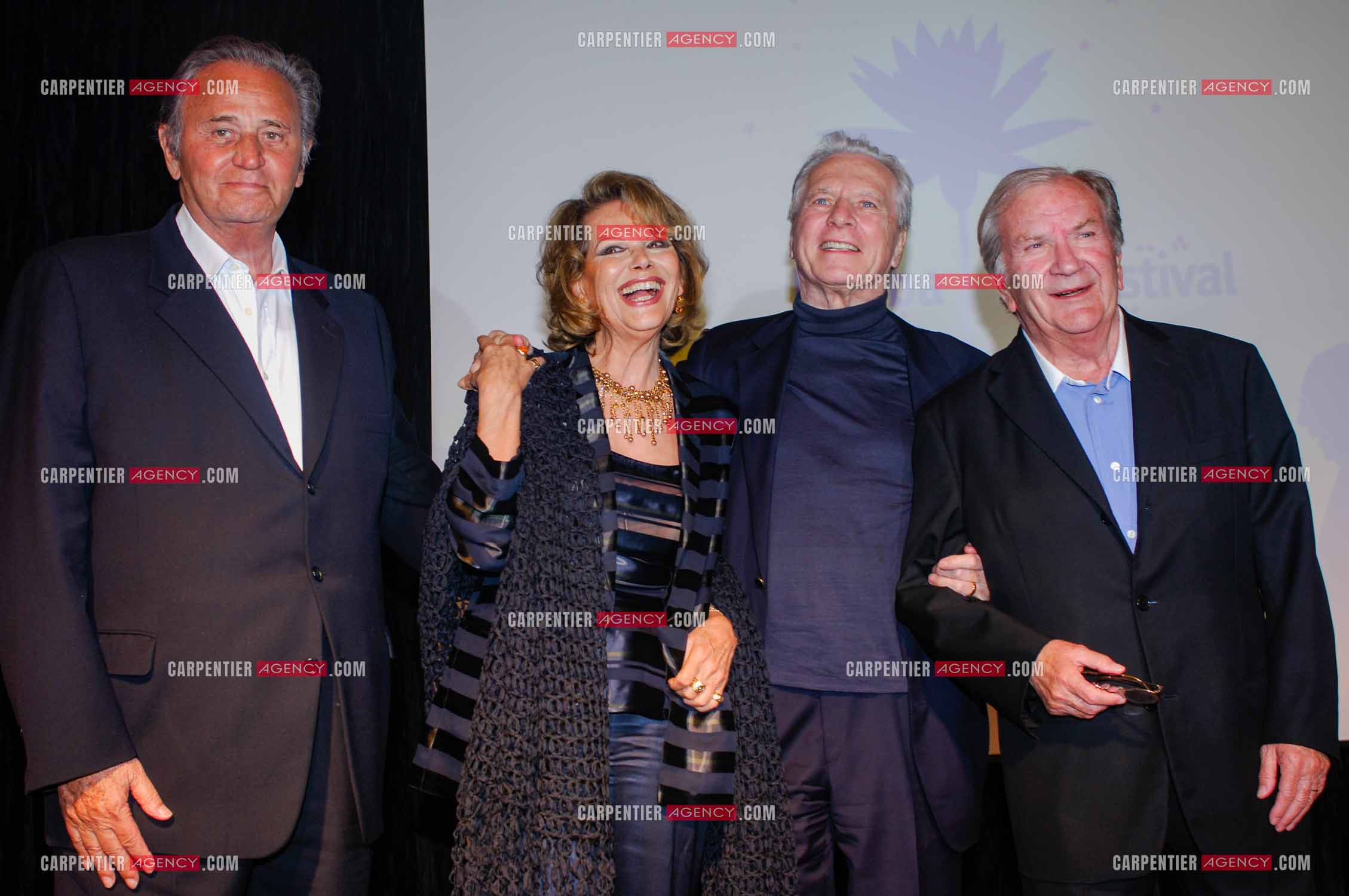 Festival du film à l'hôtel Yadis à Djerba en Tunisie du 28 au 30 Avril 2006. Roger Hanin, Claudia Cardinale, Maurice Jarre et Pierre Mondy.