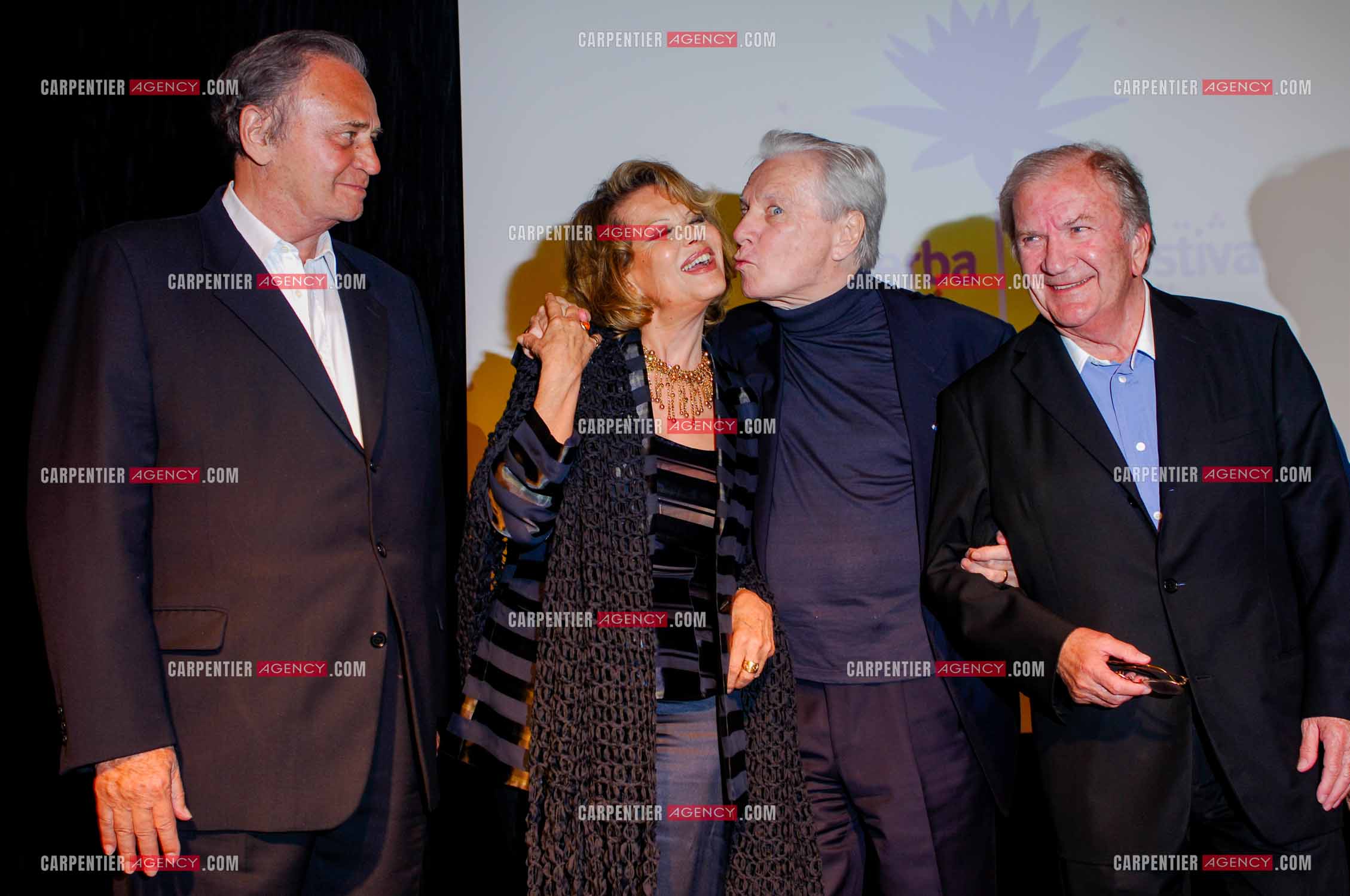 Festival du film à l'hôtel Yadis à Djerba en Tunisie du 28 au 30 Avril 2006. Roger Hanin, Claudia Cardinale, Maurice Jarre et Pierre Mondy.
