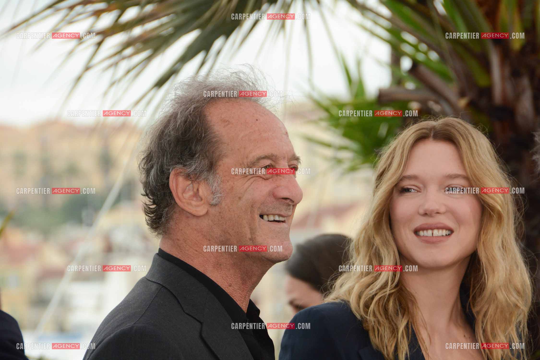 Ouverture du  77ème Festival de Cannes du 14 au 25 mai 2024. L'actrice Léa Seydoux et l'acteur Vincent Lindon au photocall.