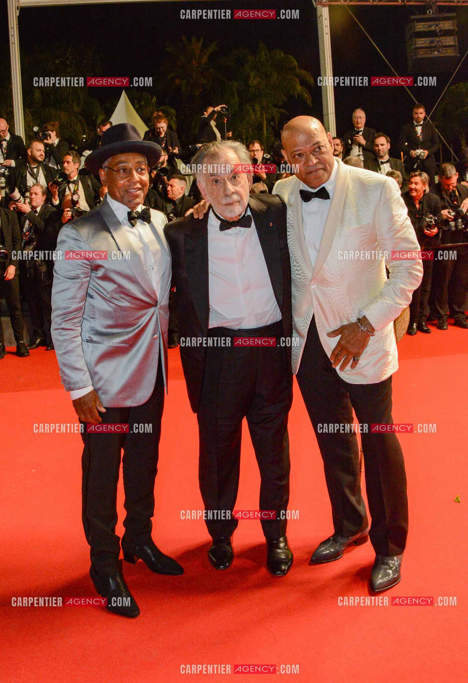 Festival de Cannes 2024. 77e édition du 14 au 25 Mai 2024. Laurence Fishburne, Francis Ford Coppola et Giancarlo Esposito pour la projection du film “ Megalopolis “.