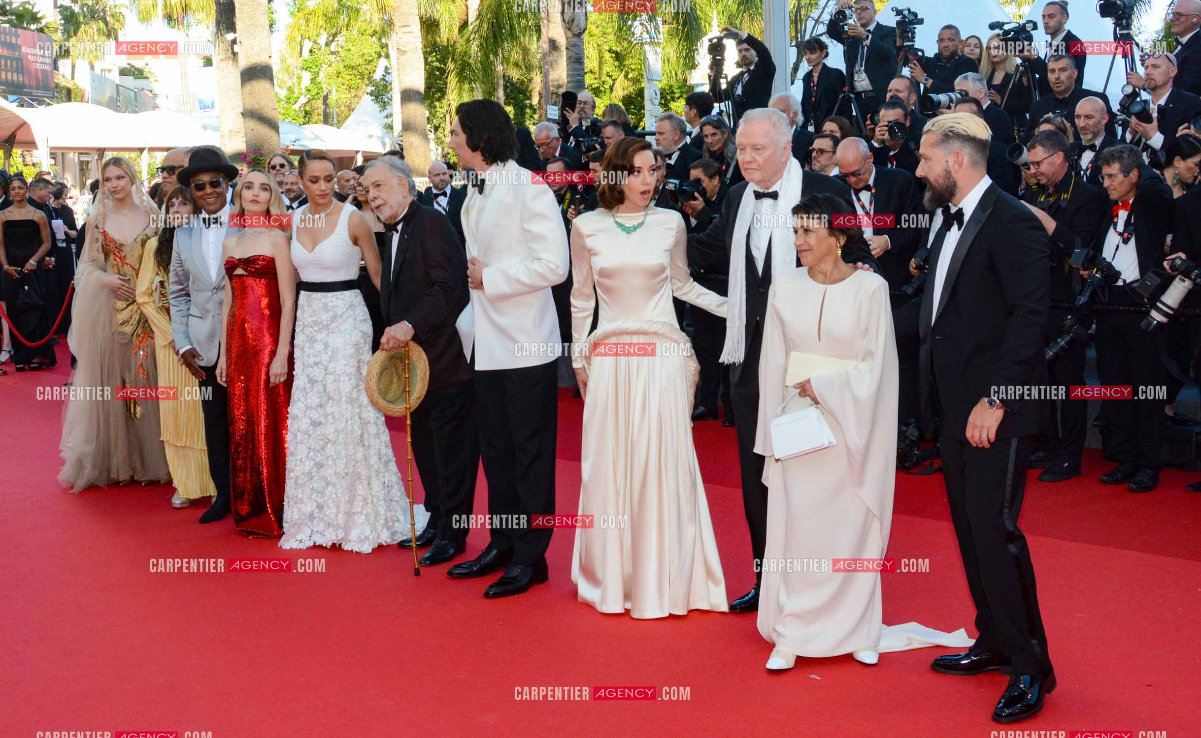 Festival de Cannes 2024. 77e édition du 14 au 25 Mai 2024. Jon Voight, Shia LaBeouf, Nathalie Emmanuel, Chloe Fineman, Grace VanderWaal, Romy Croquet, Laurence Fishburne, Francis Ford Coppola, Giancarlo Esposito, D. B. Sweeney, Talia Shire, Adam Driver  pour la projection du film “ Megalopolis “.