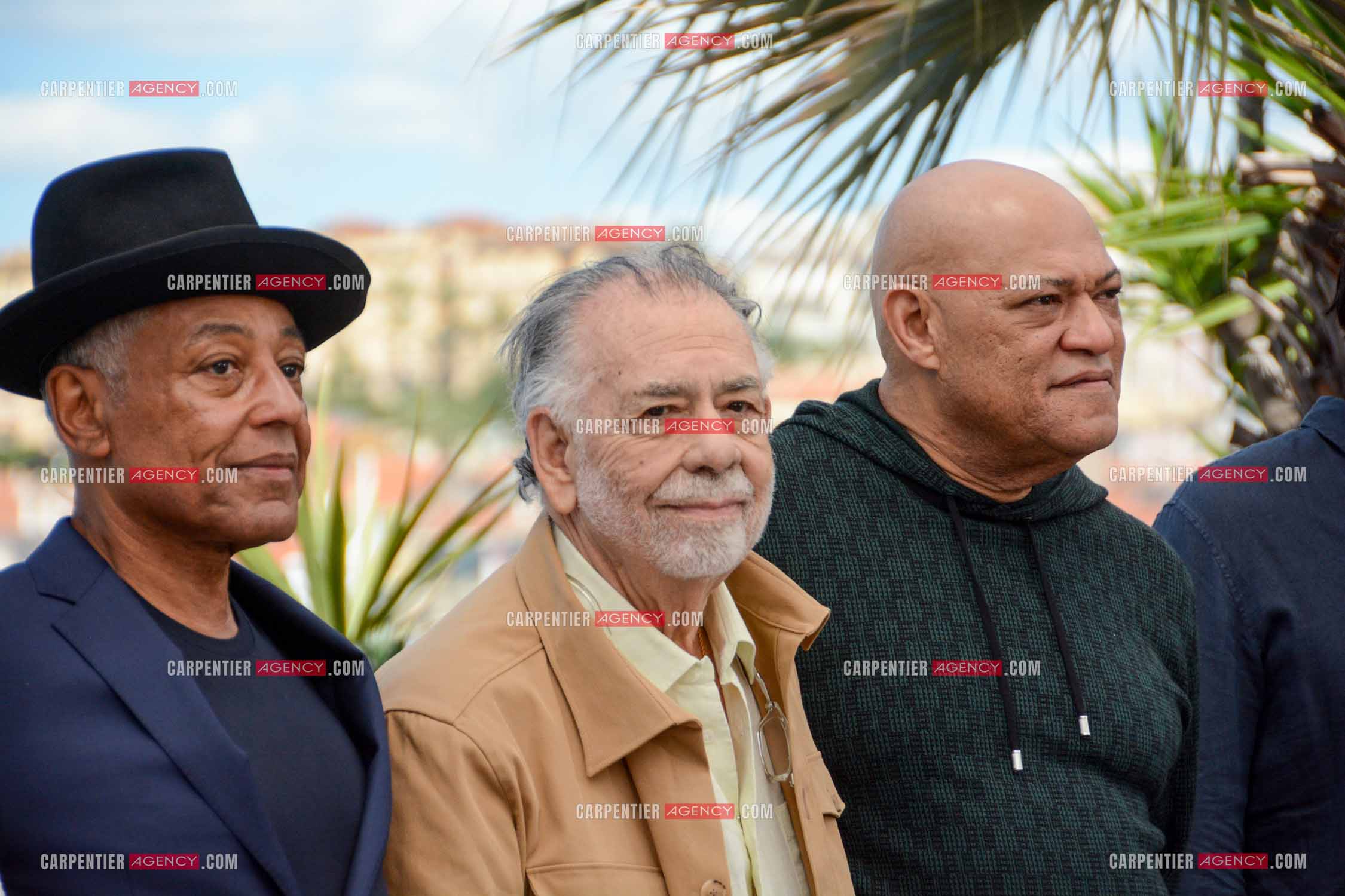 Festival de Cannes 2024. 77e édition du 14 au 25 Mai 2024. Giancarlo Esposito,  Francis Ford Coppola et Laurence Fishburne pour la projection du film “ Megalopolis “.