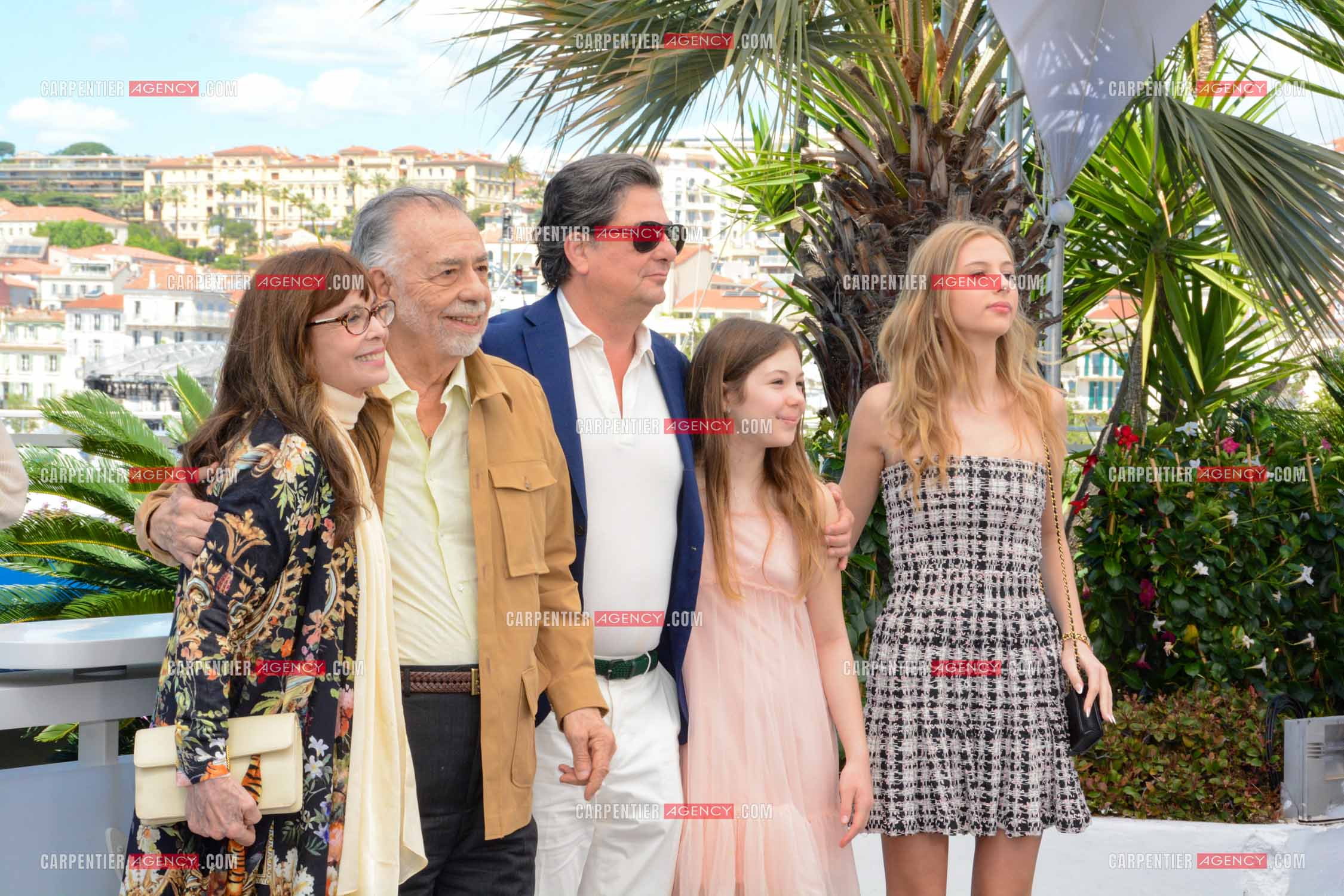 Festival de Cannes 2024. 77e édition du 14 au 25 Mai 2024. Talia Shire, Francis Ford Coppola, Roman Coppola, Cosima Mars et Romy Croquet pour la projection du film “ Megalopolis “.