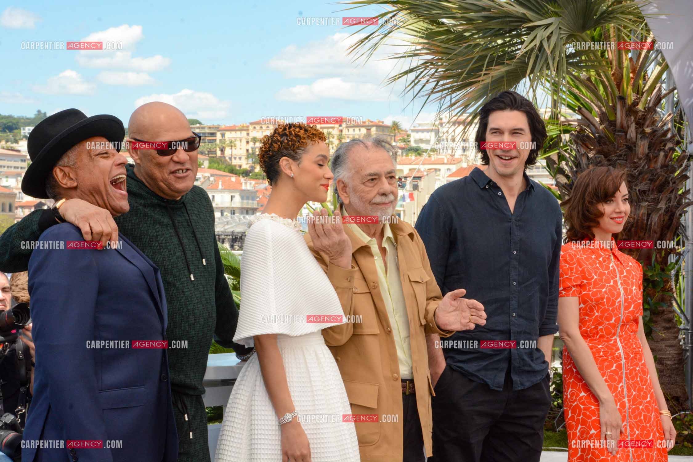 Festival de Cannes 2024. 77e édition du 14 au 25 Mai 2024. Giancarlo Esposito, Laurence Fishburne, Nathalie Emmanuel, Francis Ford Coppola, Adam Driver et Aubrey Plaza pour la projection du film “ Megalopolis “.