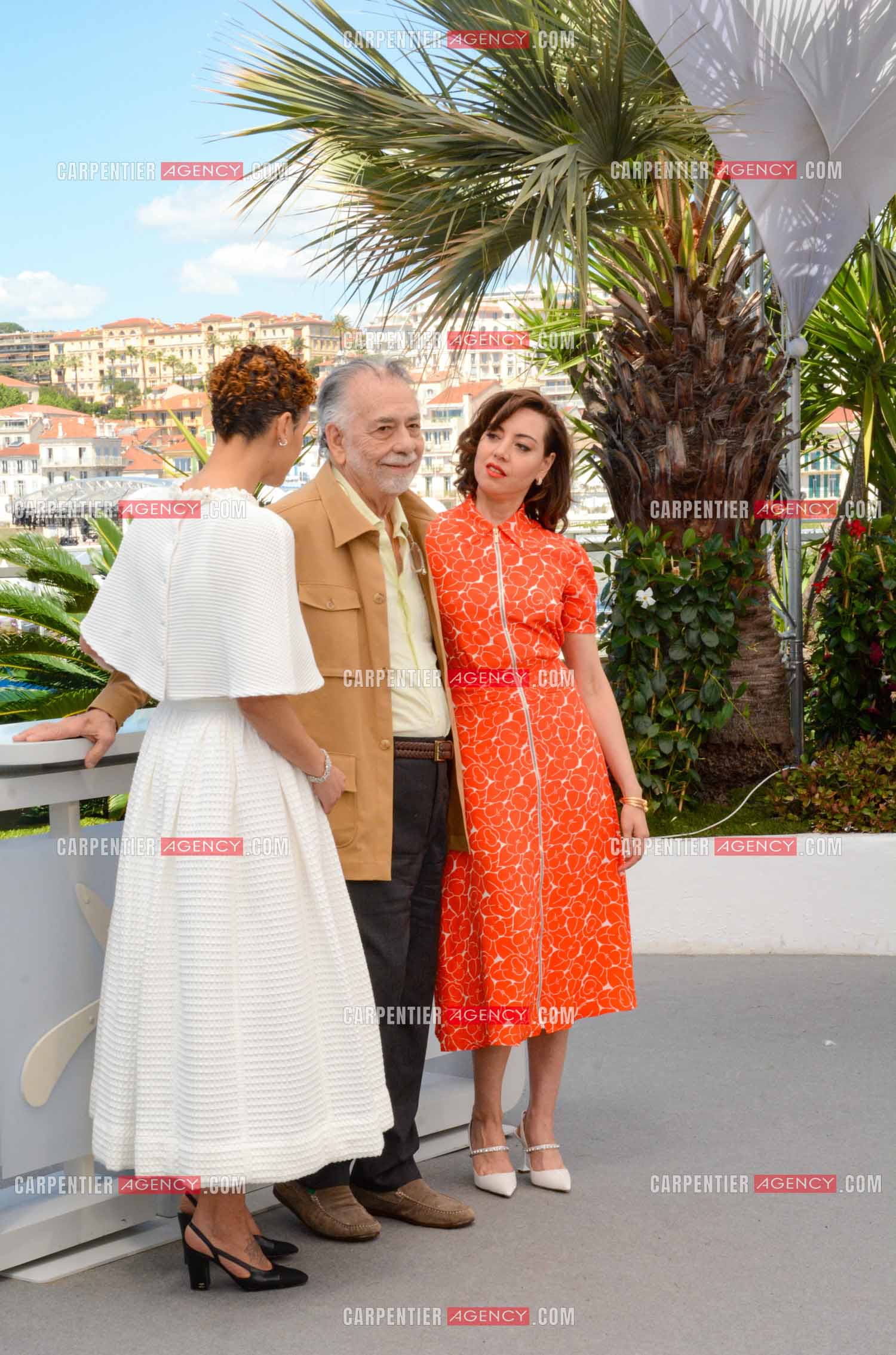 Festival de Cannes 2024. 77e édition du 14 au 25 Mai 2024. Nathalie Emmanuel, Francis Ford Coppola et Aubrey Plaza pour la projection du film “ Megalopolis “.
