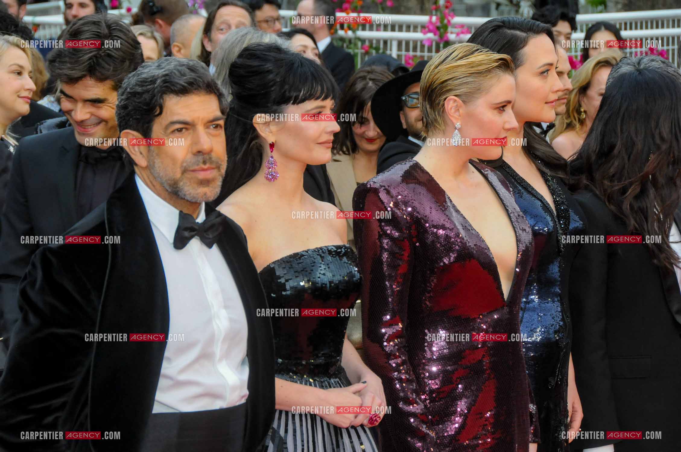 Festival de Cannes 2024. 77e édition du 14 au 25 Mai 2024. Montée des marches du film “ Le deuxième acte “ pour la cérémonie d’ouverture. Pierfrancesco Favino, Eva Green, Greta Gerwig et Lily Gladstone le Jury Longs Métrages.