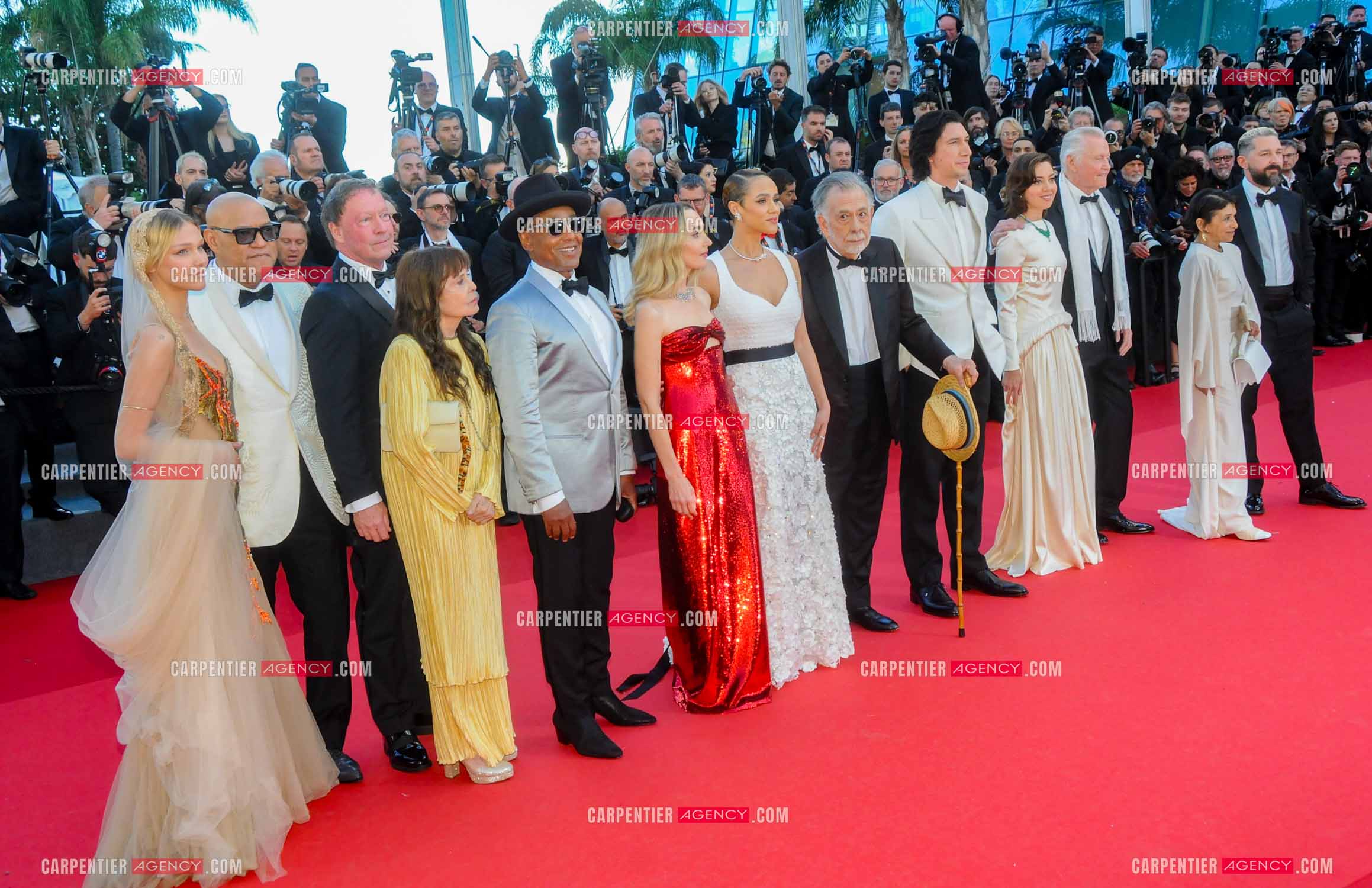 Festival de Cannes 2024. 77e édition du 14 au 25 Mai 2024. Jon Voight, Shia LaBeouf, Nathalie Emmanuel, Chloe Fineman, Grace VanderWaal, Romy Croquet, Laurence Fishburne, Francis Ford Coppola, Giancarlo Esposito, D. B. Sweeney, Talia Shire, Adam Driver  pour la projection du film “ Megalopolis “.