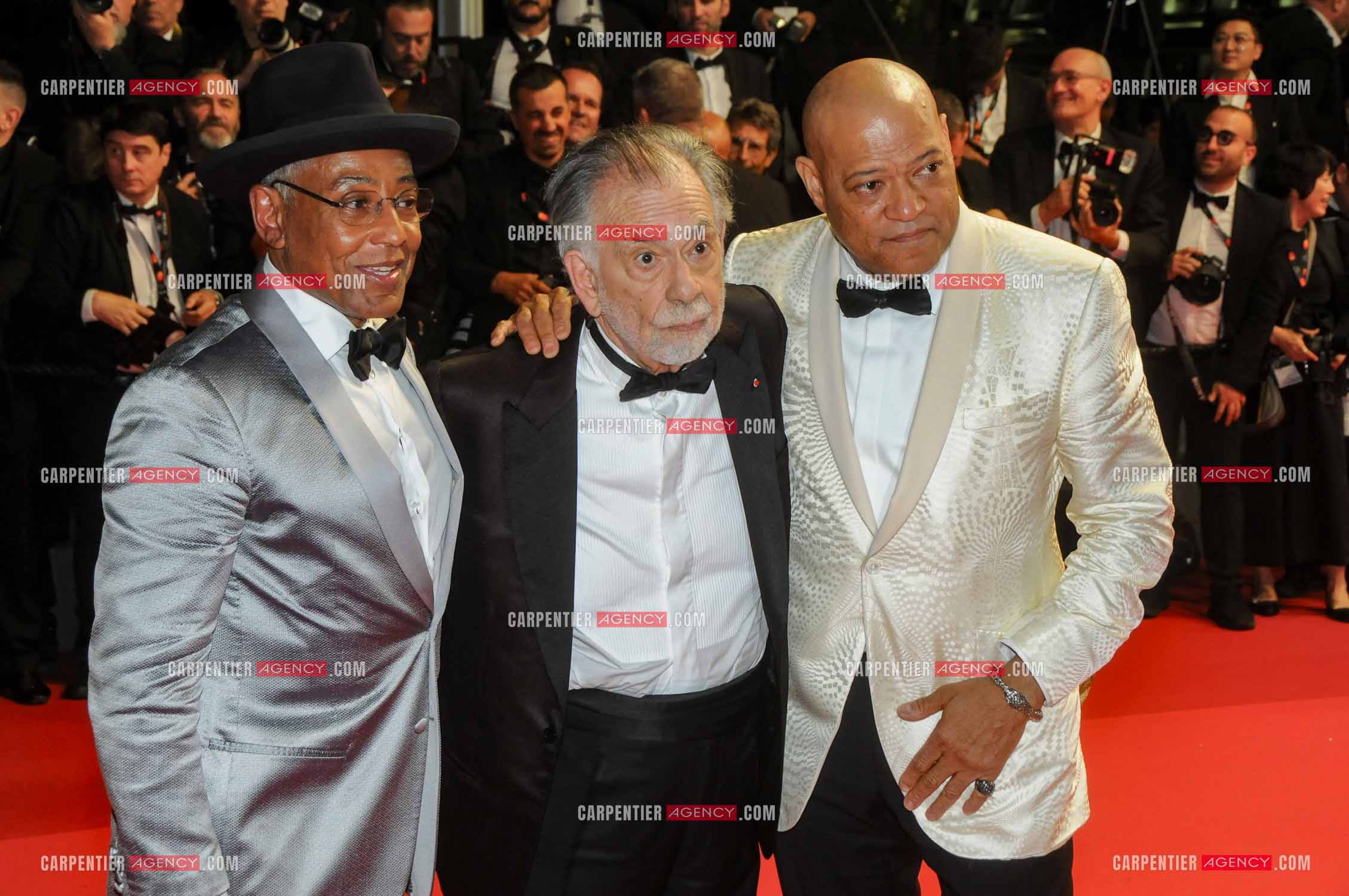 Festival de Cannes 2024. 77e édition du 14 au 25 Mai 2024. Laurence Fishburne, Francis Ford Coppola et Giancarlo Esposito pour la projection du film “ Megalopolis “.