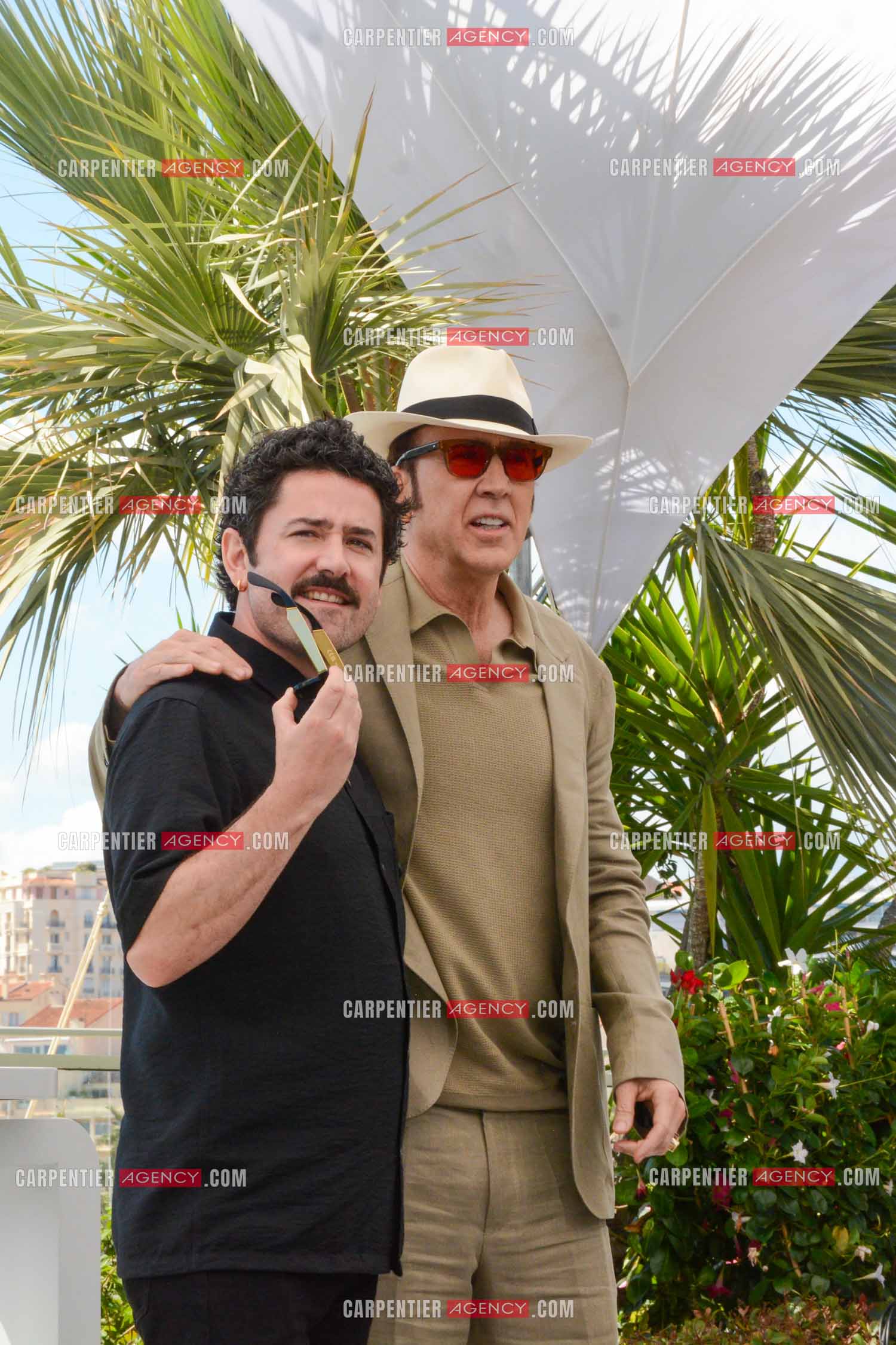 Festival de Cannes 2024. 77e édition du 14 au 25 Mai 2024. Photocall du film "The Surfer". Le réalisateur irlandais Lorcan Finnegan et l'acteur américain Nicolas Cage.