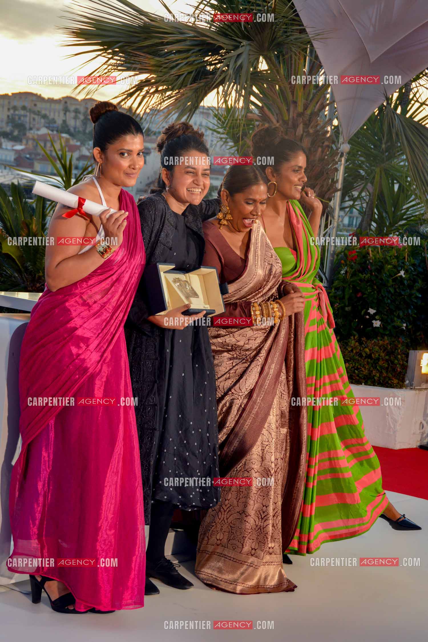 Clôture du  77ème Festival de Cannes et remises des Palmes d'or. Divya Prabha, Payal Kapadia, Chhaya Kadam et Kani Kusruti posent le Grand Prix pour “All We Imagine as Light“ à la Palme D'Or Winners.