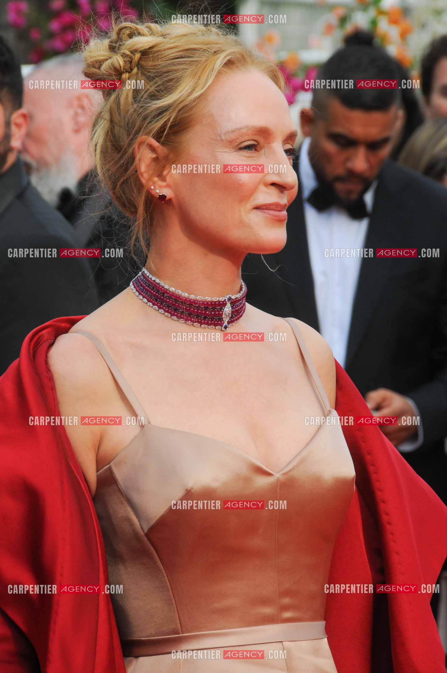 Festival de Cannes 2023. 76e édition, du 16 au 27 mai 2023 au Palais des festivals, à Cannes. L'actrice américaine Uma Thurman assiste à la cérémonie d'ouverture et à la projection du film “ Jeanne du Barry “.