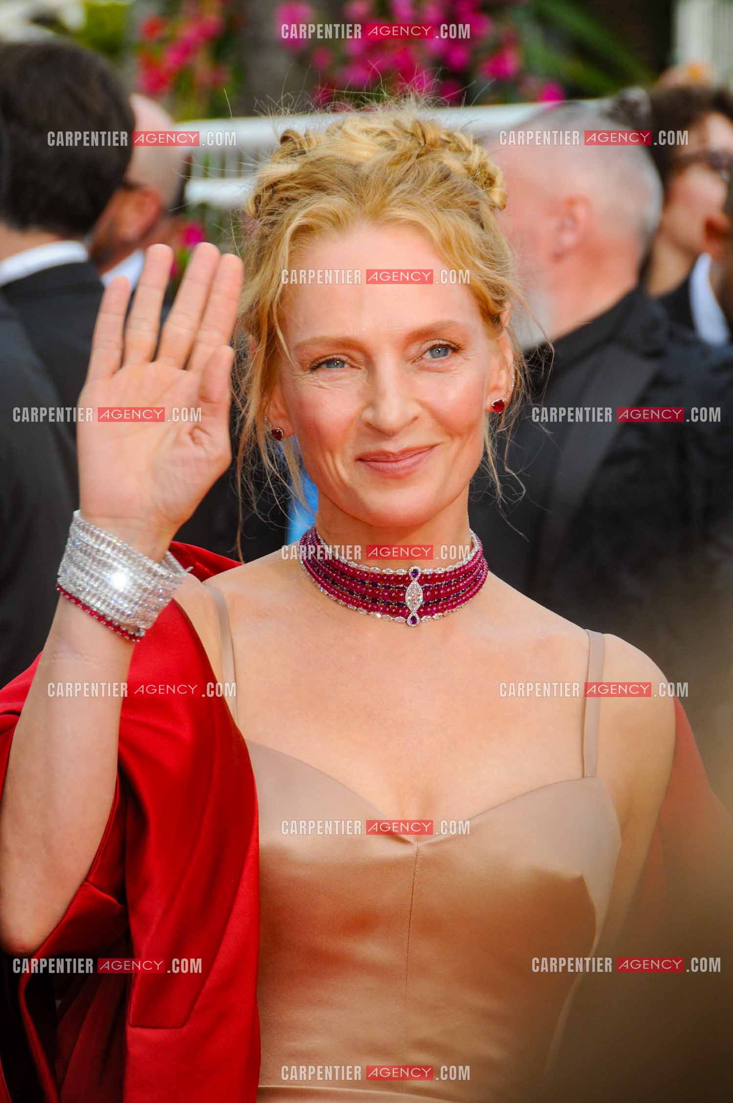 Festival de Cannes 2023. 76e édition, du 16 au 27 mai 2023 au Palais des festivals, à Cannes. L'actrice américaine Uma Thurman assiste à la cérémonie d'ouverture et à la projection du film “ Jeanne du Barry “.