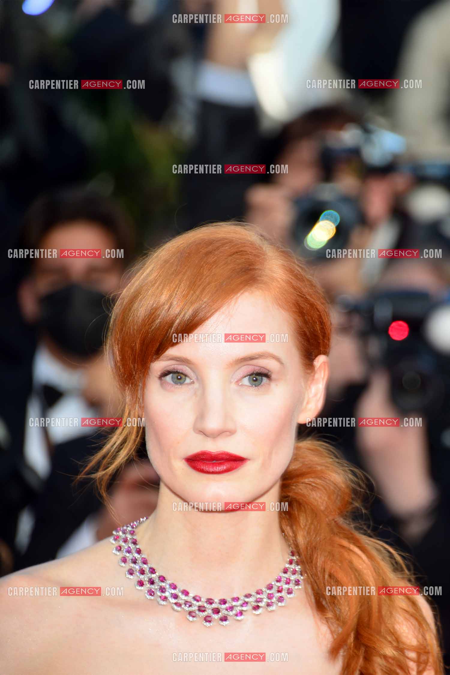 Festival de Cannes 2021. 74e édition du 6 au 17 juillet 2021. L'actrice Jessica Chastain assiste à l'ouverture du Festival et à la projection du film “ Annette “.