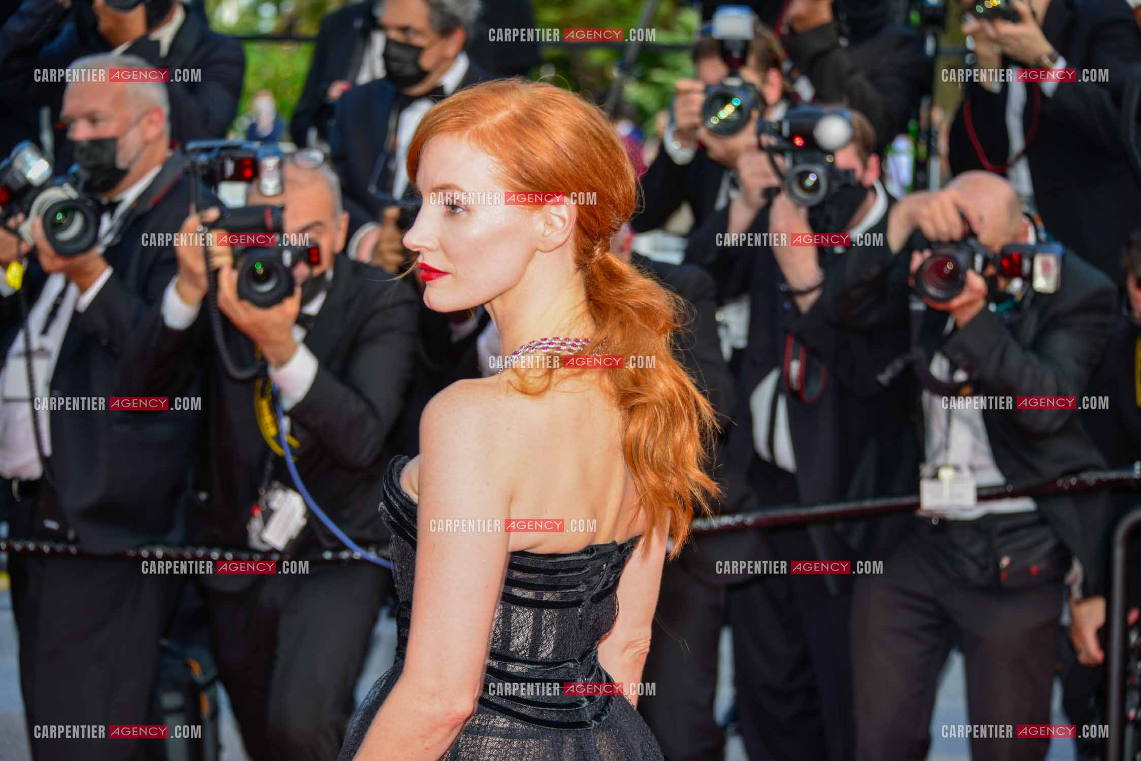 Festival de Cannes 2021. 74e édition du 6 au 17 juillet 2021. L'actrice Jessica Chastain assiste à l'ouverture du Festival et à la projection du film “ Annette “.