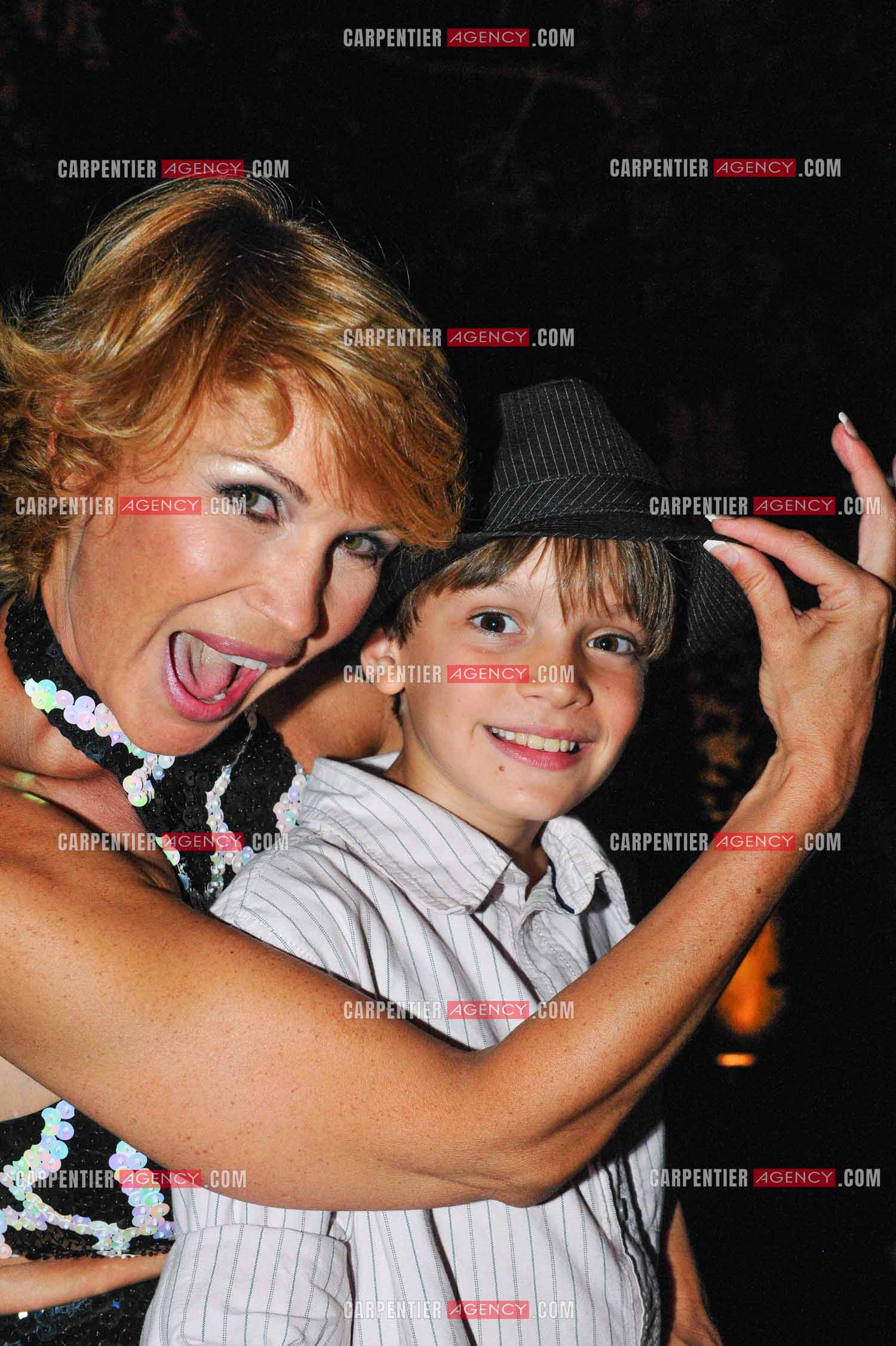 L'animatrice Marlène Mourreau et son fils Gabriel Guevara agé de 9 ans lors d'une soirée sur Paris.    ( Exclusif )