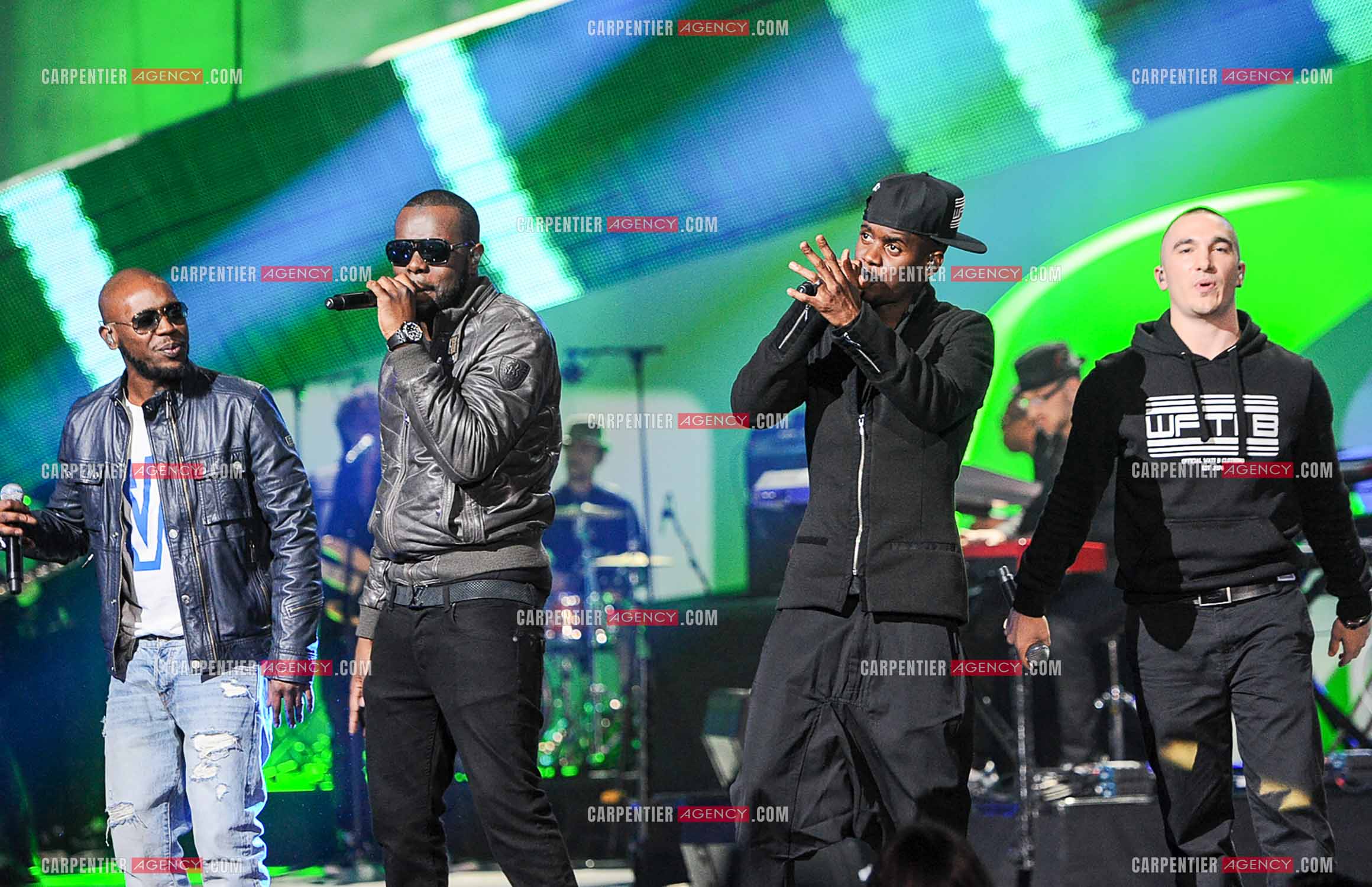 Le groupe SEXION D'ASSAUT avec son leader Maître Gim's aux Victoires de la musique en 2013 au Zénith de Paris.     ( Exclusif )