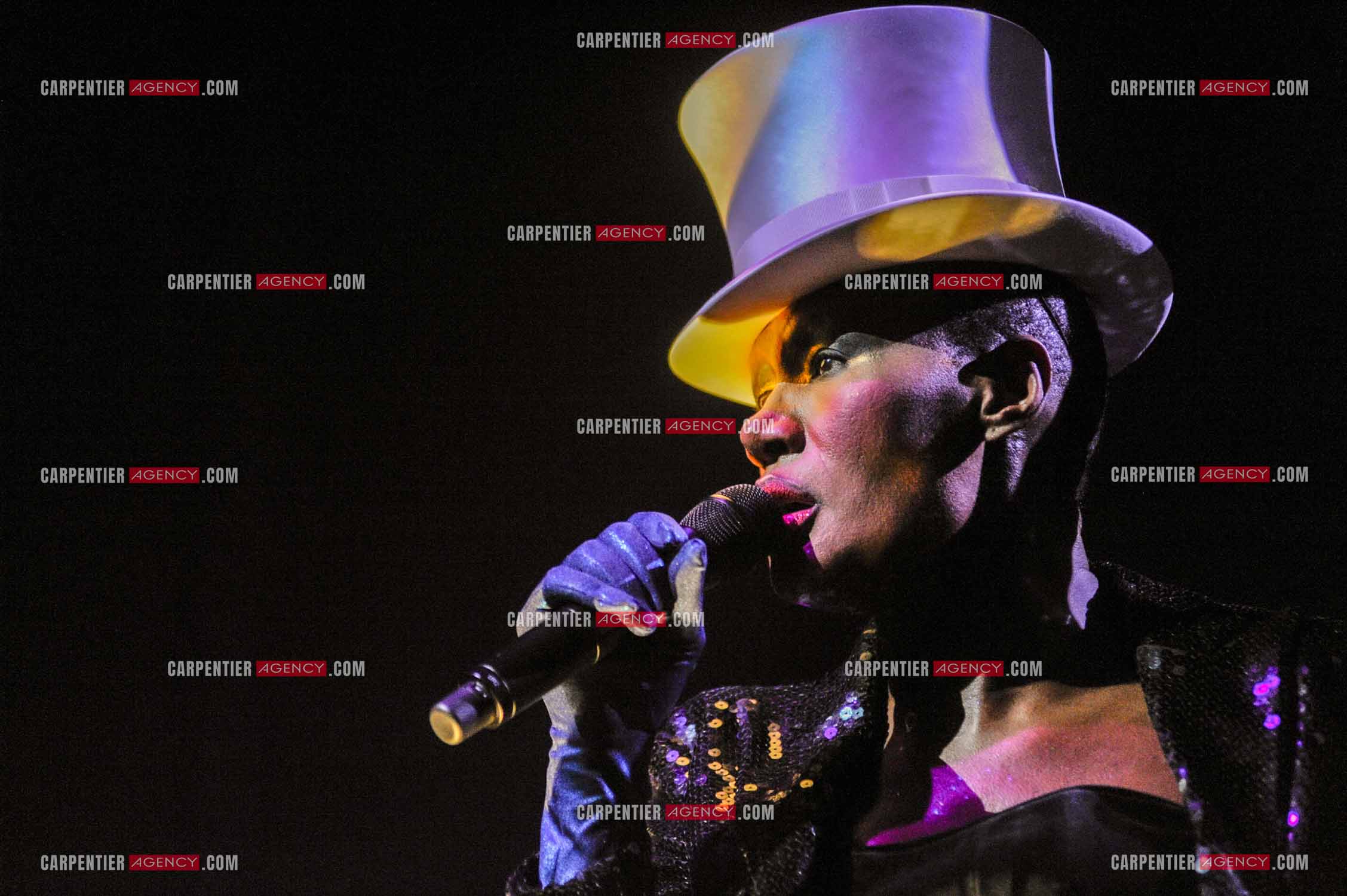 La chanteuse Grace Jones en concert à Bruxelles le 16 mars 2009.  ( Exclusif )