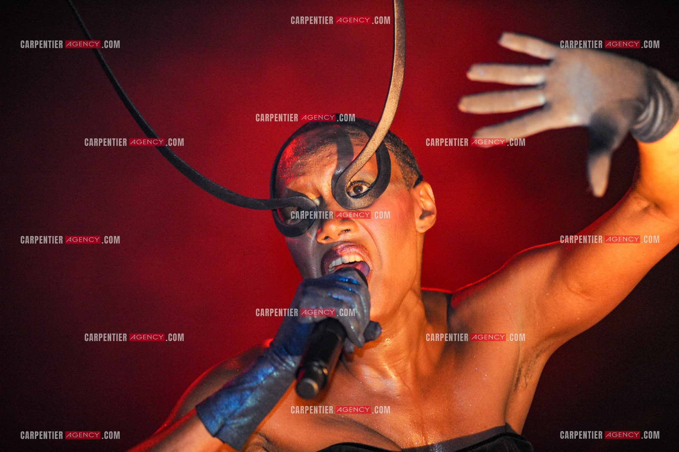 La chanteuse Grace Jones en concert au Grand Rex à Paris le 23 mars 2009.  ( Exclusif )