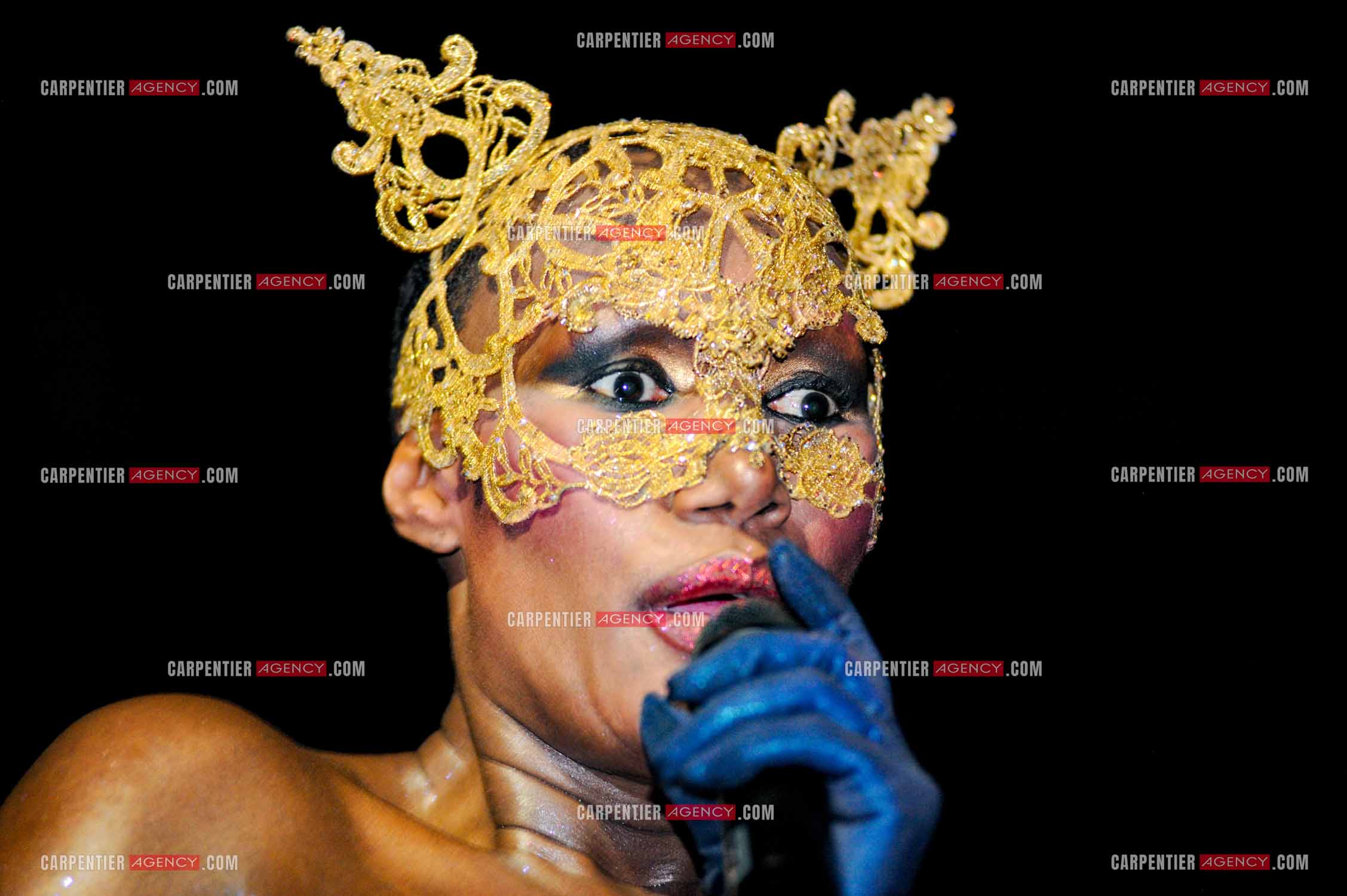 La chanteuse Grace Jones en concert au Grand Rex à Paris le 23 mars 2009.  ( Exclusif )