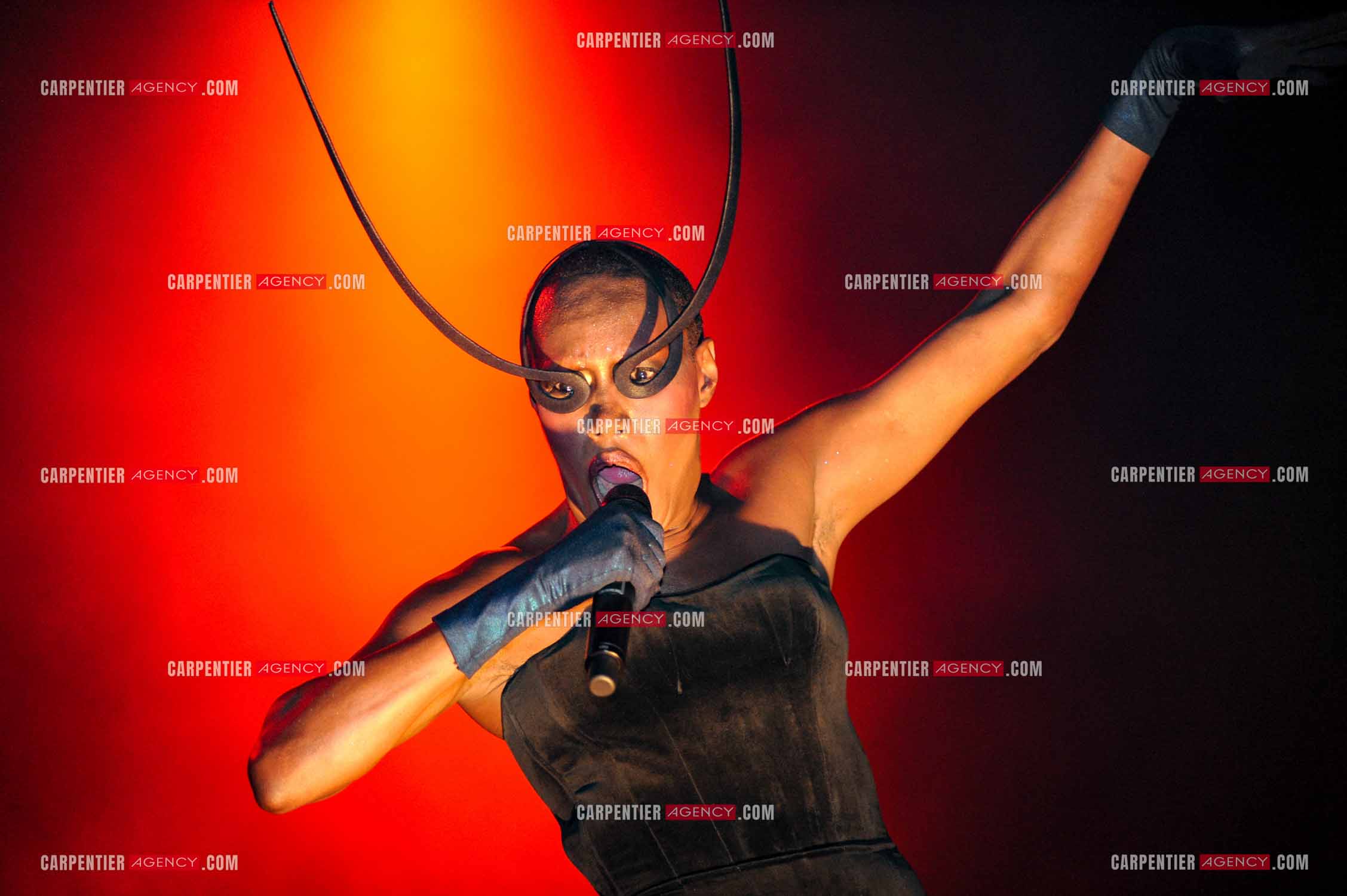 La chanteuse Grace Jones en concert au Grand Rex à Paris le 23 mars 2009.  ( Exclusif )