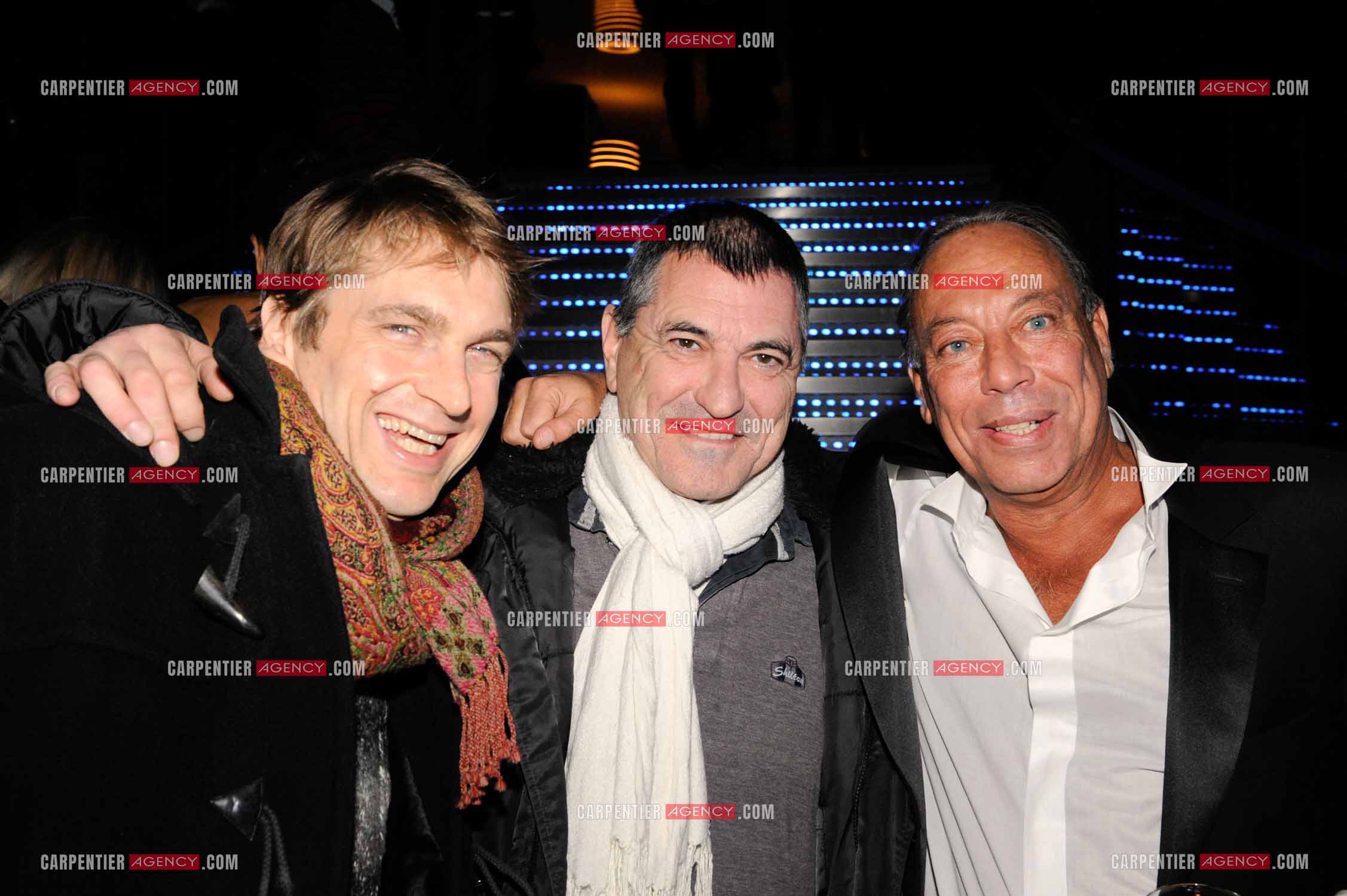 Franck Couecou le responsable de la marque de Moët & Chandon fête son départ à la retraite au VIP de Paris. Autour de lui, l'humoriste Jean-Marie Bigard et Didier Gustin.        ( Exclusif )