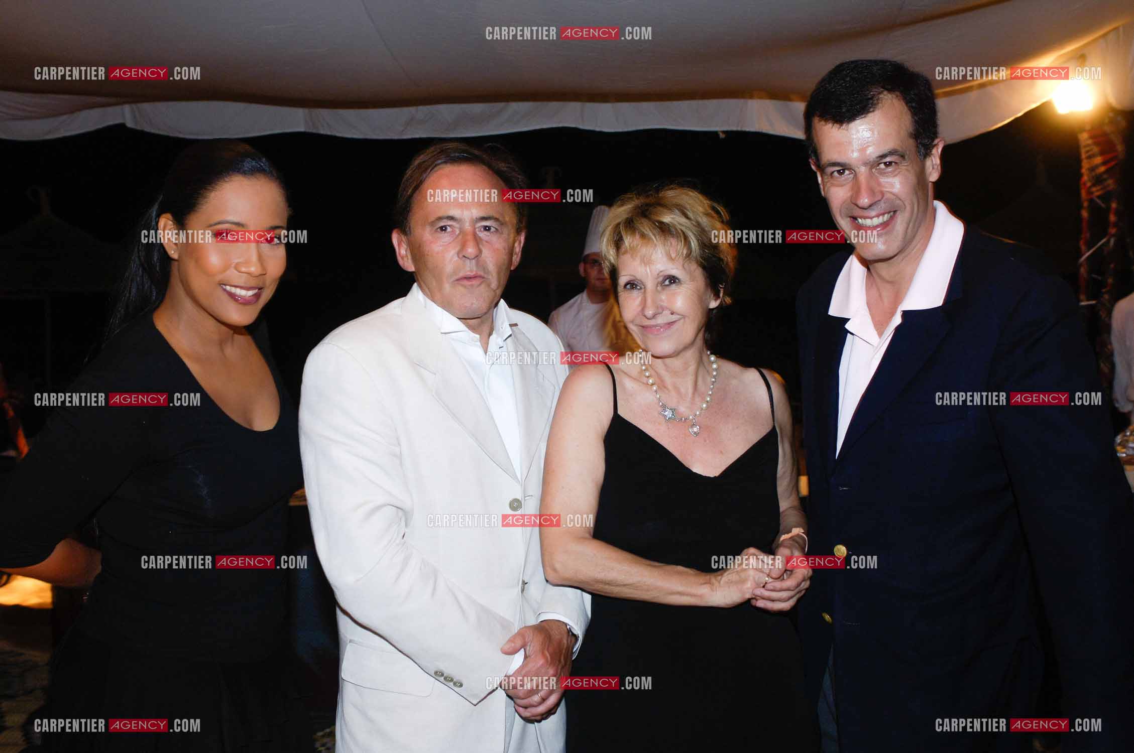 Roland Escaig, la journaliste Christine Kelly et le Président du Club Méditérranée Henri Giscard D'Estaing. ( Exclusif )