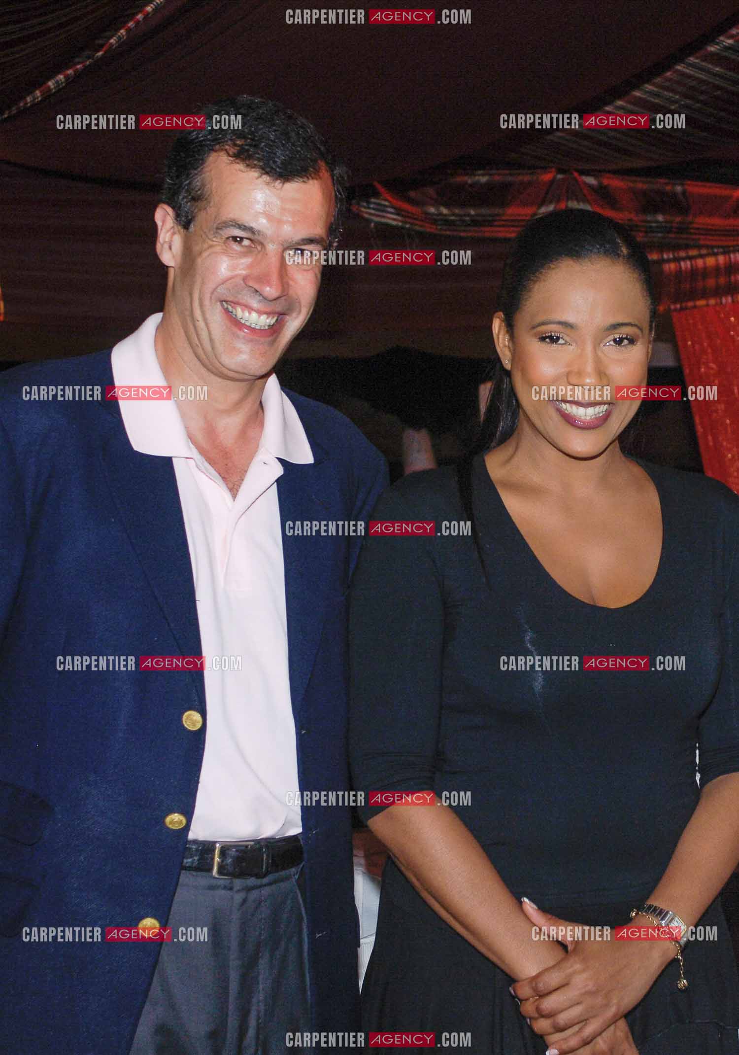 La journaliste Christine Kelly et le Président du Club Méditérranée Henri Giscard D'Estaing lors du Trophémina de Djerba. ( Exclusif )