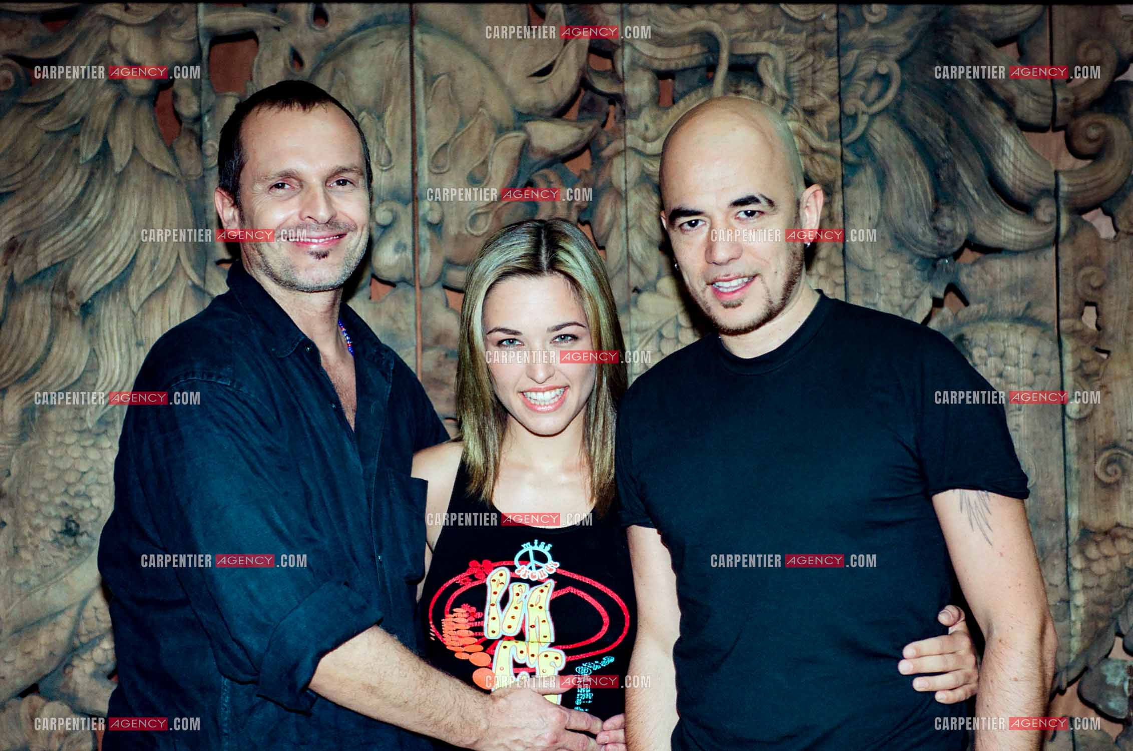 La chanteuse Natasha St-Pier et Miguel Bosé dans le studio d'enregistrement de Pascal Obispo à Suresnes.    ( Exclusif )