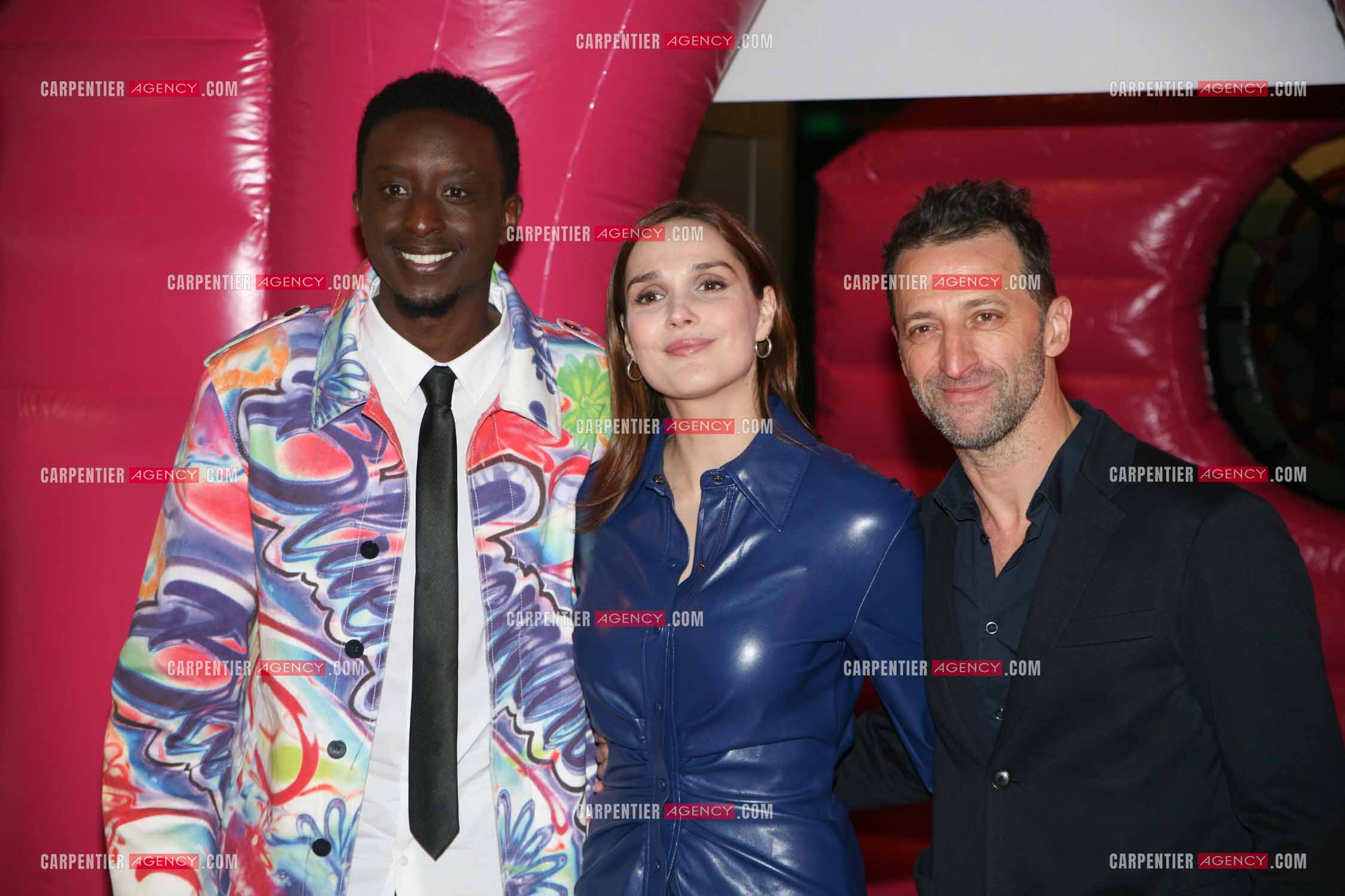 Première du film “ Notre tout petit mariage “ a l'UGC Paris. Ahmed Sylla et Camille Lou et Frederic Quiring.