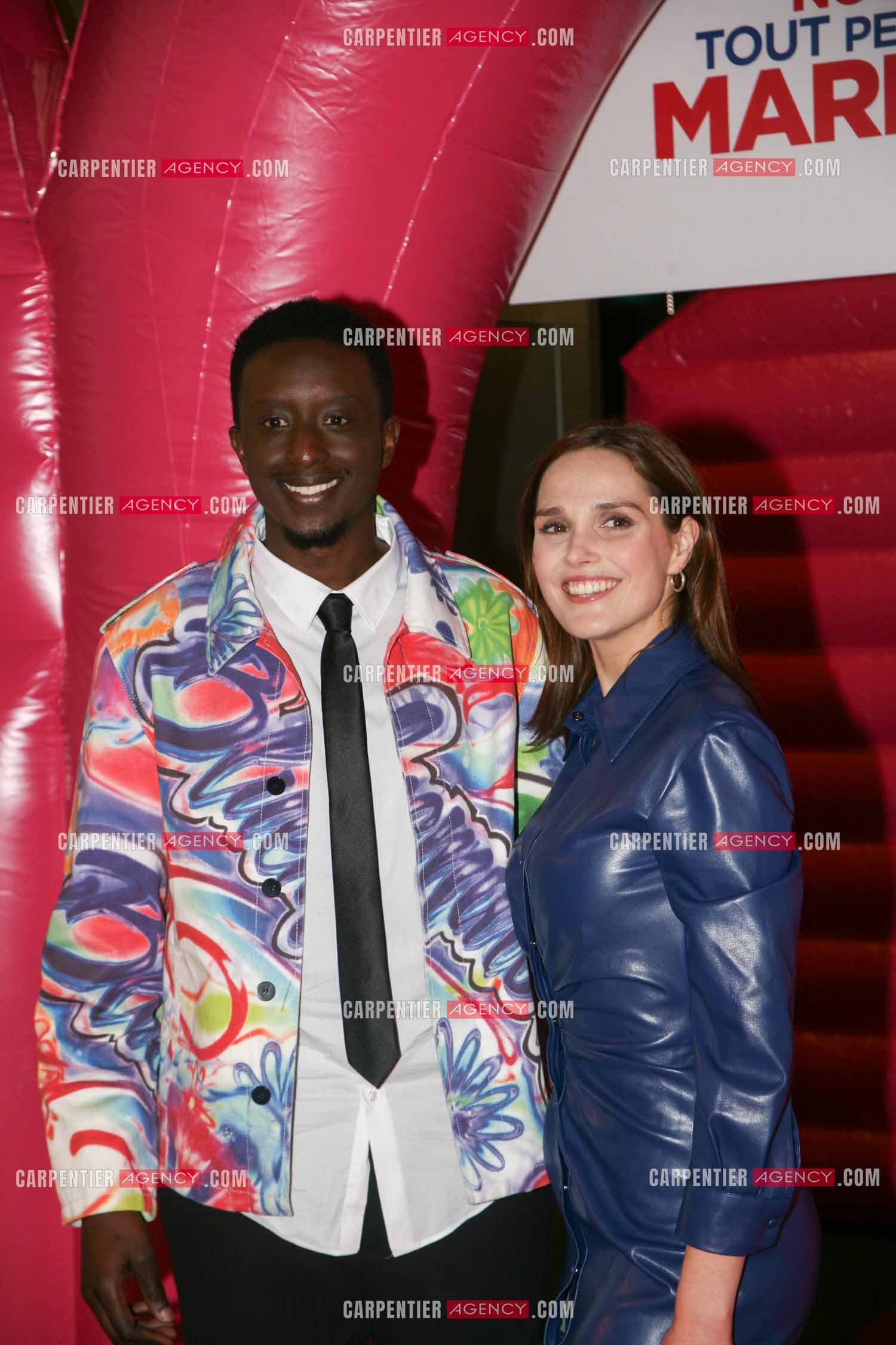Première du film “ Notre tout petit mariage “ a l'UGC Paris. Ahmed Sylla et Camille Lou.