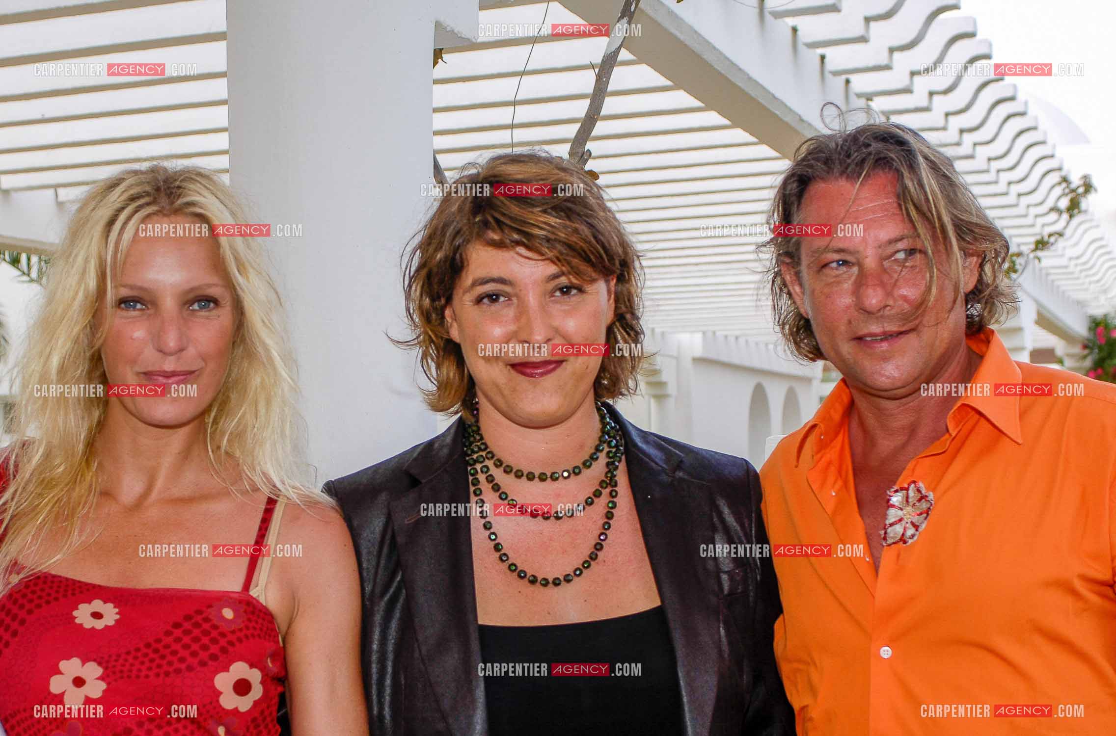 La journaliste Olivia Adriaco et son mari Cecil Maury en compagnie de Virginie Foucault lors du Trophémina de Djerba. ( Exclusif )