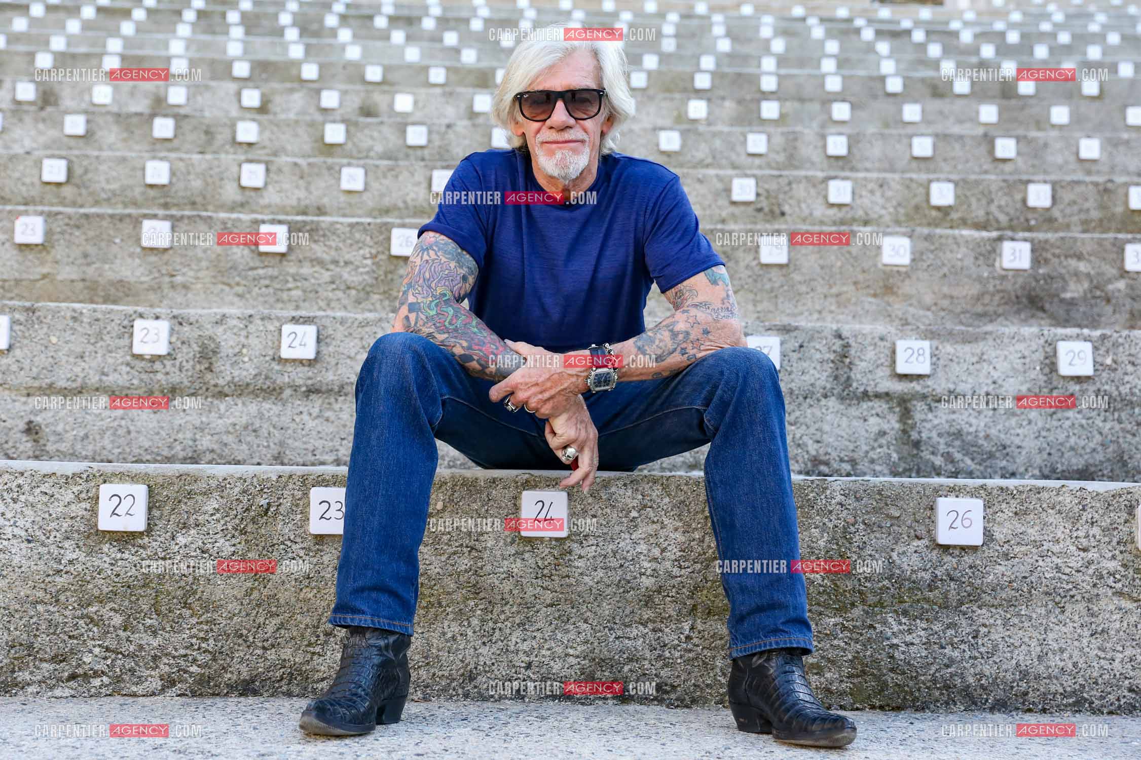 Le chanteur Pierre Billon au théâtre de verdure a Ramatuelle.  ( Exclusif )