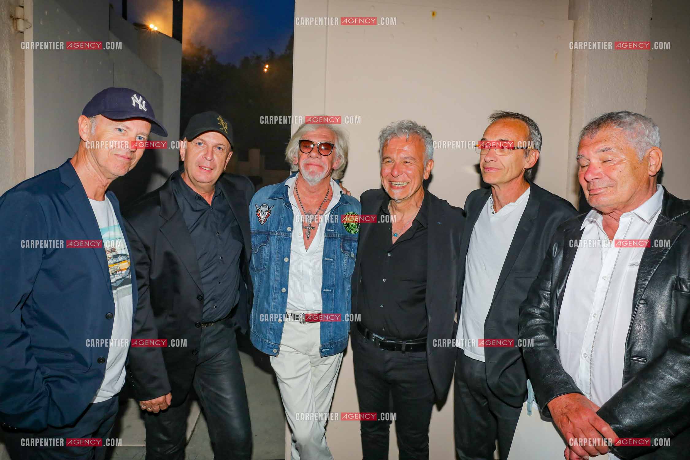 Concert hommage a Johnny Hallyday avec ses anciens musiciens au théâtre de verdure a Ramatuelle en 2018. Roberto Brio, Marc Demelemester, Pierre Billon, Jean Mora, Christophe Mazen et Jean-Jacques Genevard.  ( Exclusif )