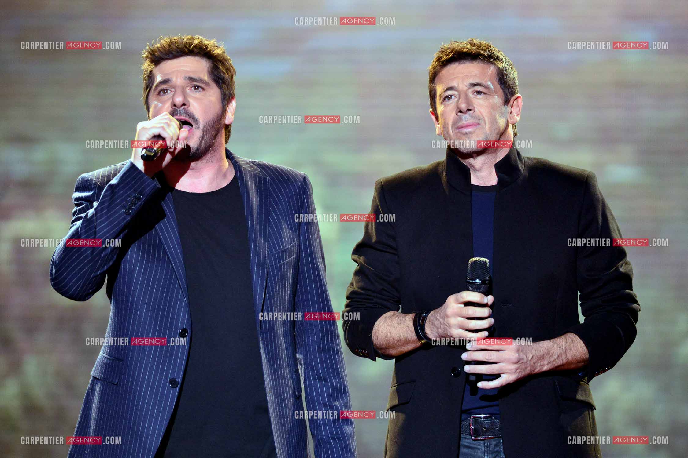 Les chanteurs Patrick Fiori et Patrick Bruel en duo pour interpréter “ CORSICA “.   ( Exclusif )