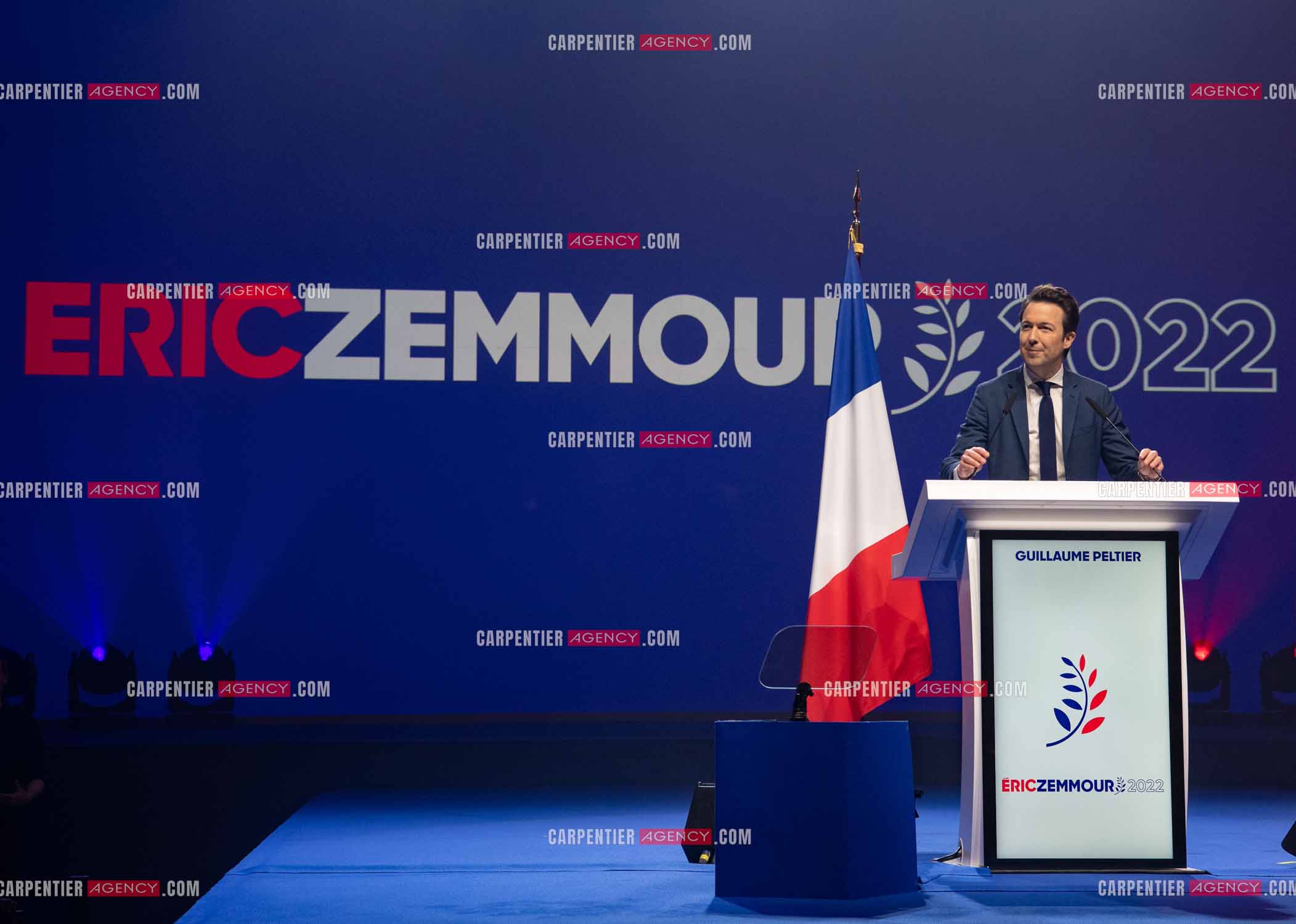 Meeting à Toulon du candidat à la présidentielle Eric Zemmour. Le député Guillaume Peltier.