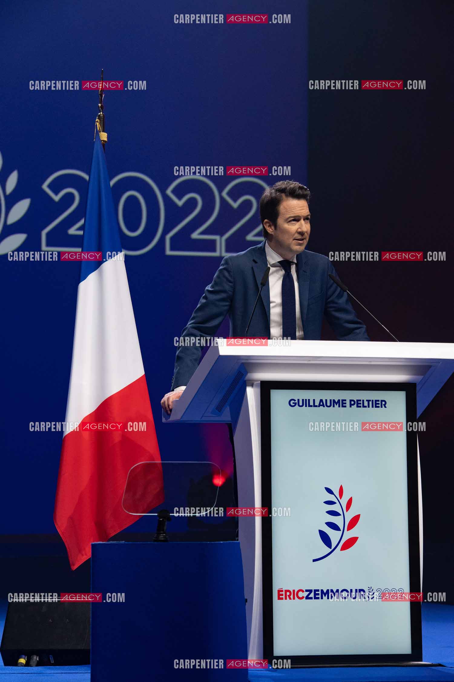Meeting à Toulon du candidat à la présidentielle Eric Zemmour. Le député Guillaume Peltier.