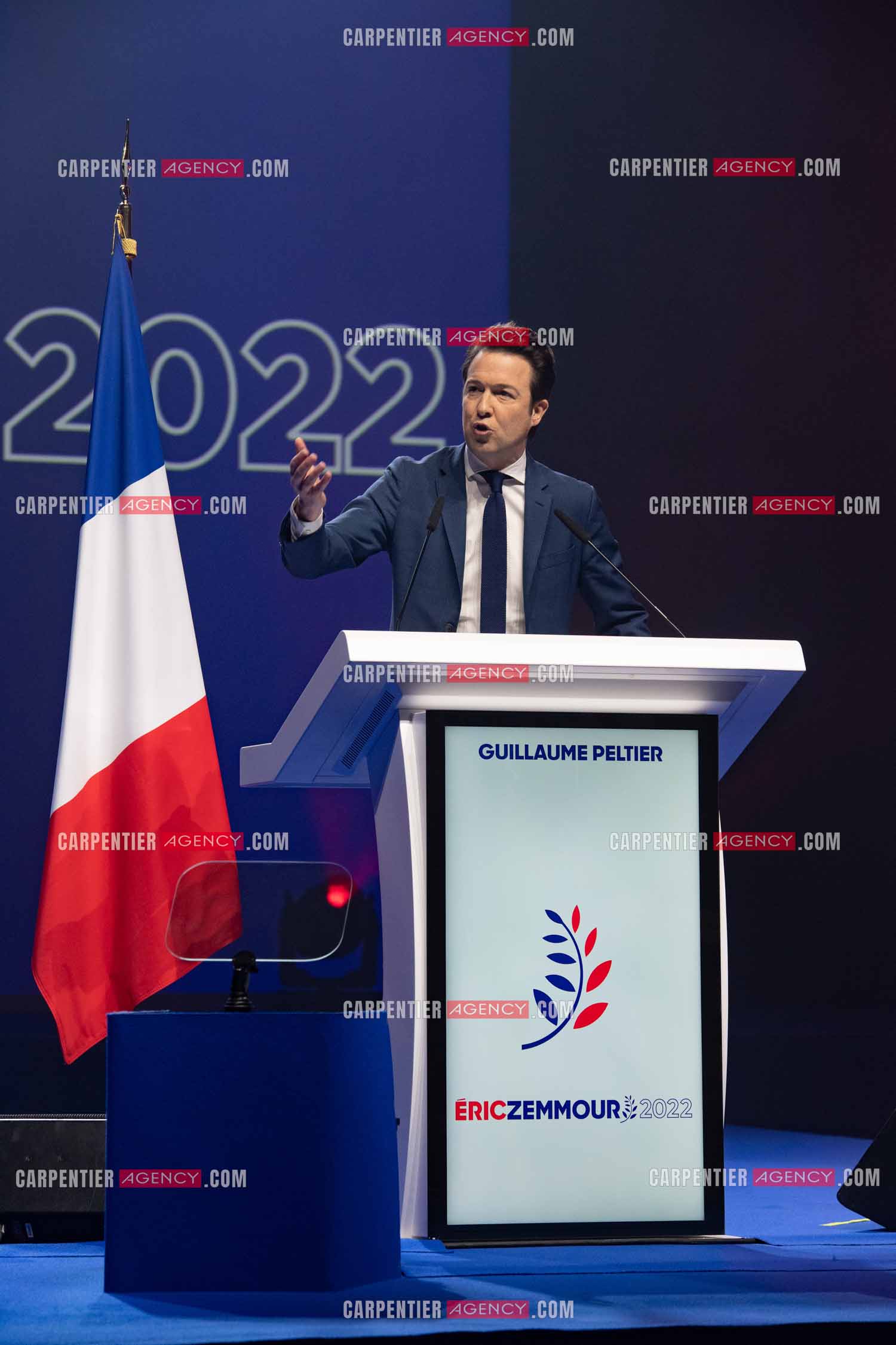 Meeting à Toulon du candidat à la présidentielle Eric Zemmour. Le député Guillaume Peltier.