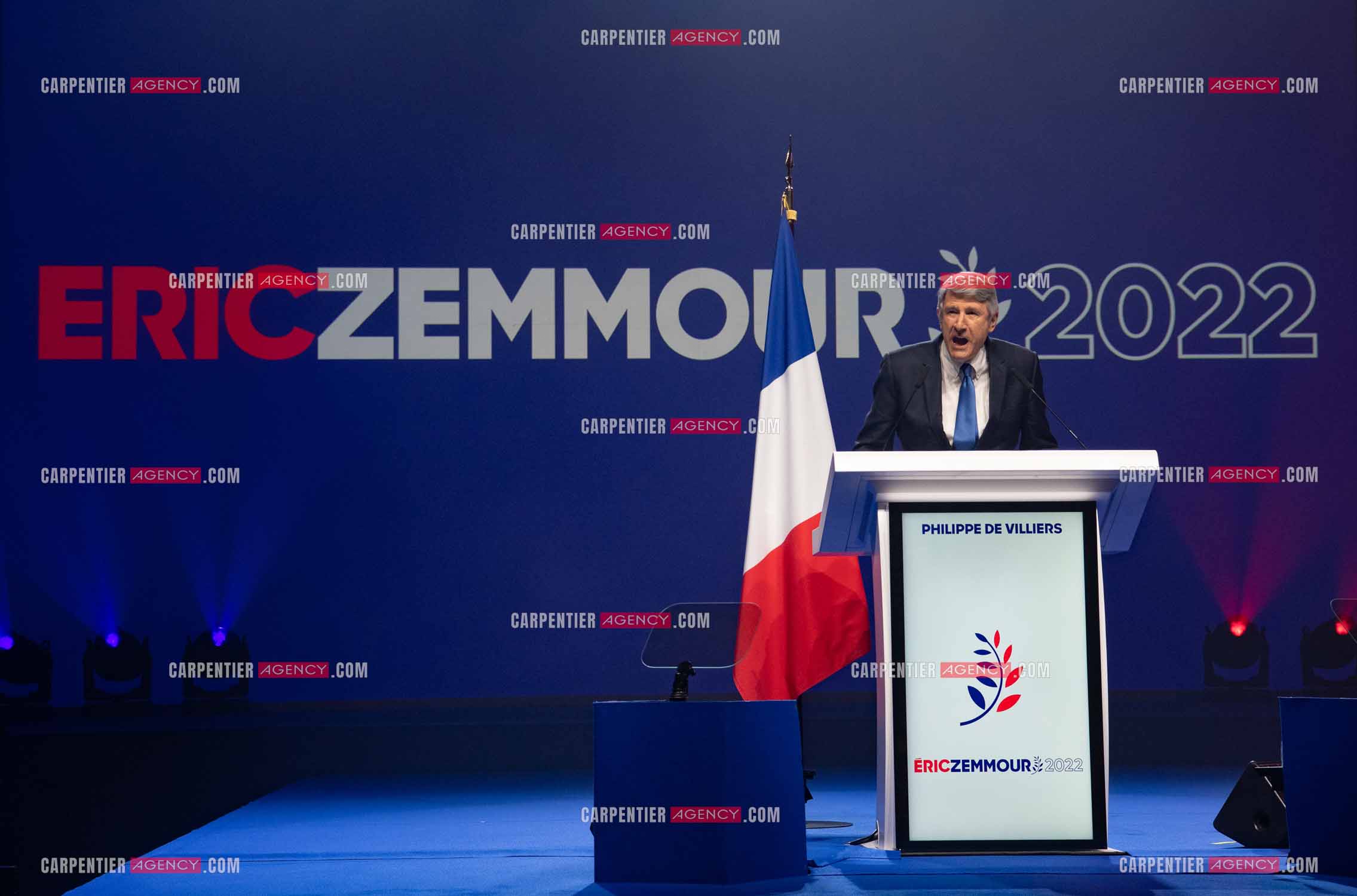 Meeting à Toulon du candidat à la présidentielle Eric Zemmour. Le député Philippe De Villiers.