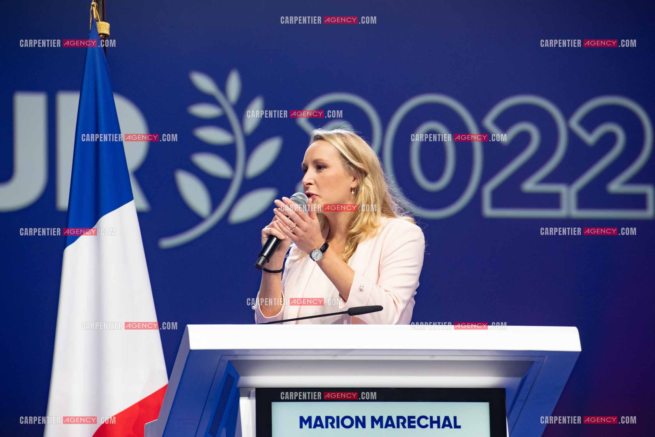 Meeting à Toulon du candidat à la présidentielle Eric Zemmour. La députée Marion Maréchal Le Pen.