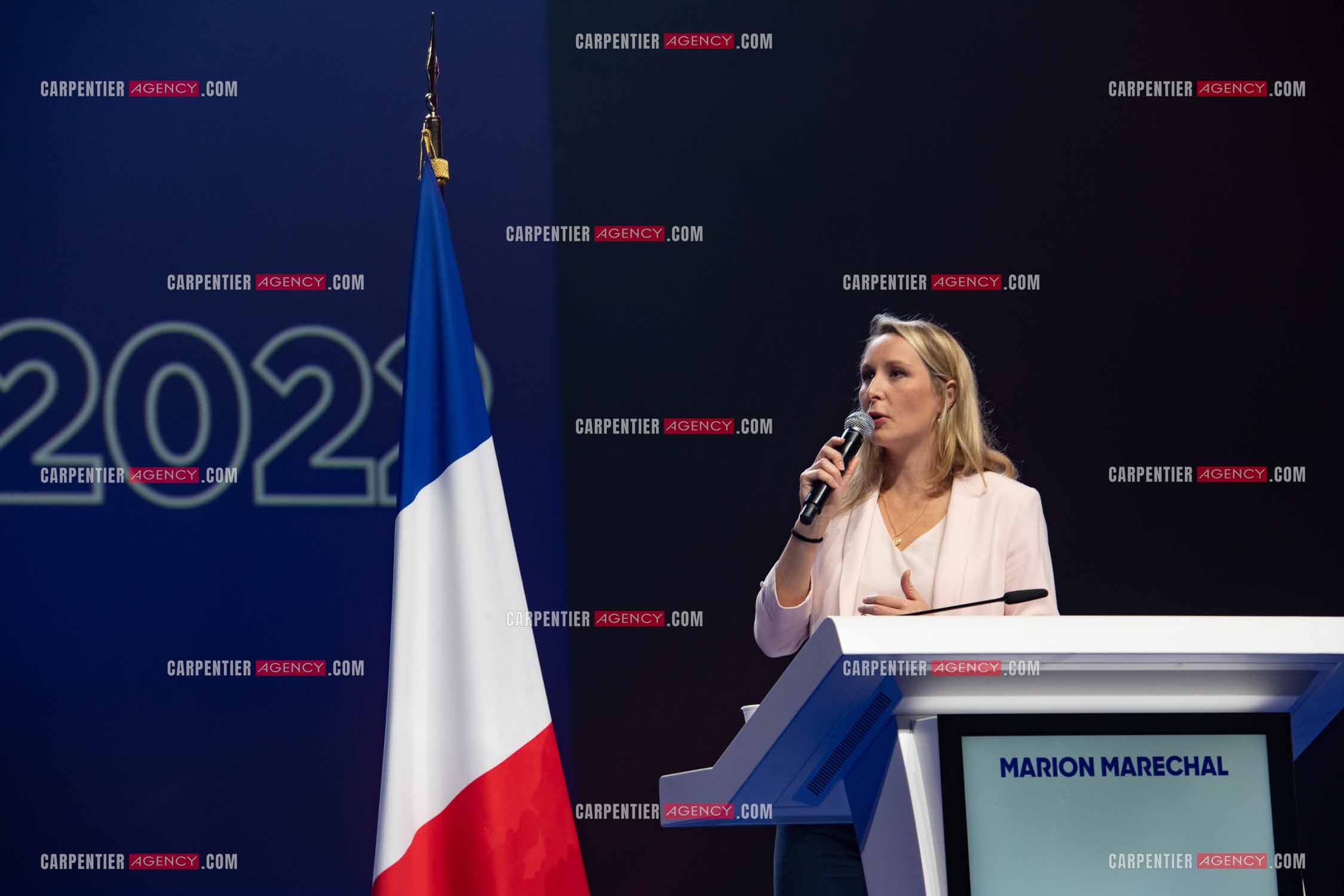 Meeting à Toulon du candidat à la présidentielle Eric Zemmour. La députée Marion Maréchal Le Pen.